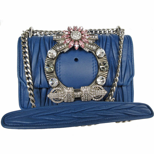 Miu Miu, Blue, Leather, shoulder