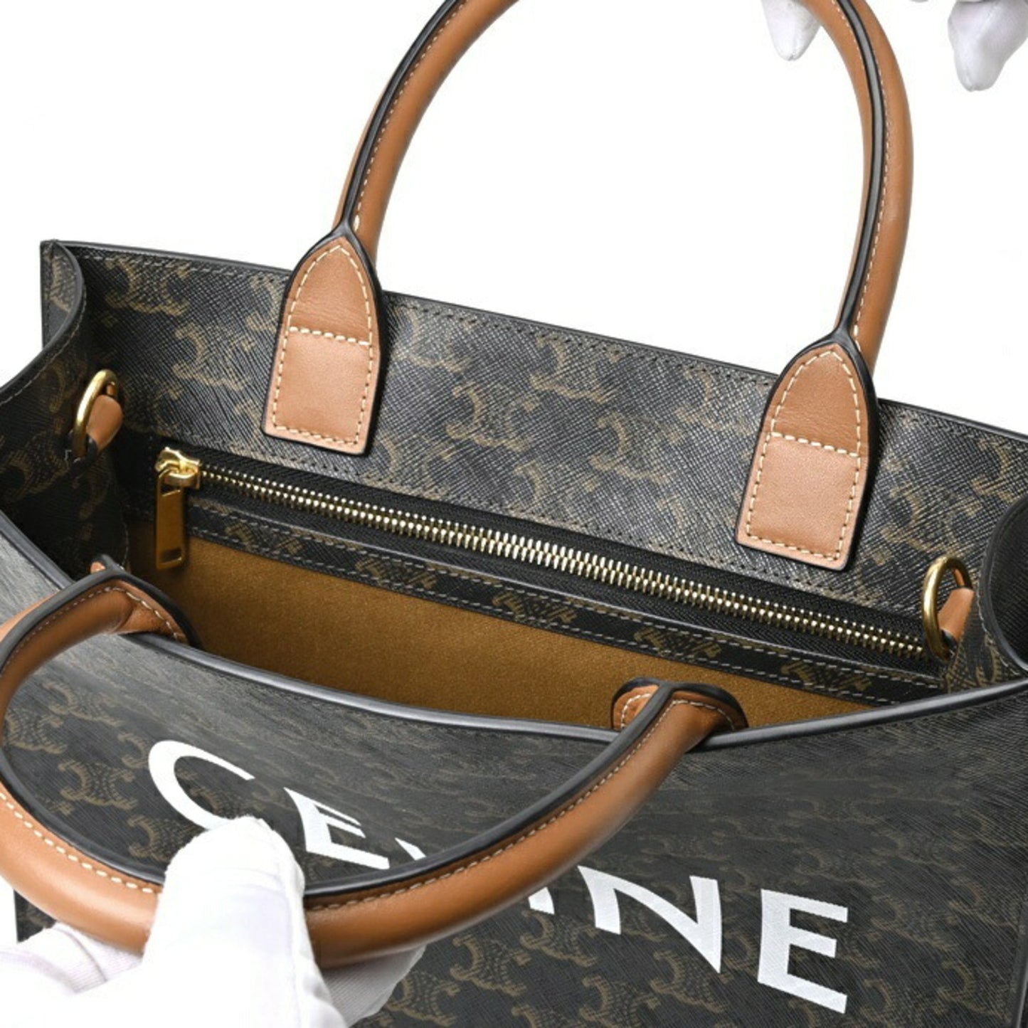 Céline Cabas Vertical, Black, Canvas, tote