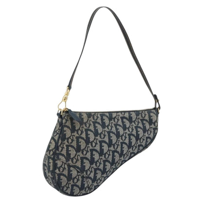 Christian Dior Vintage Saddle Bag Canvas, Navy, Canvas, Clutch