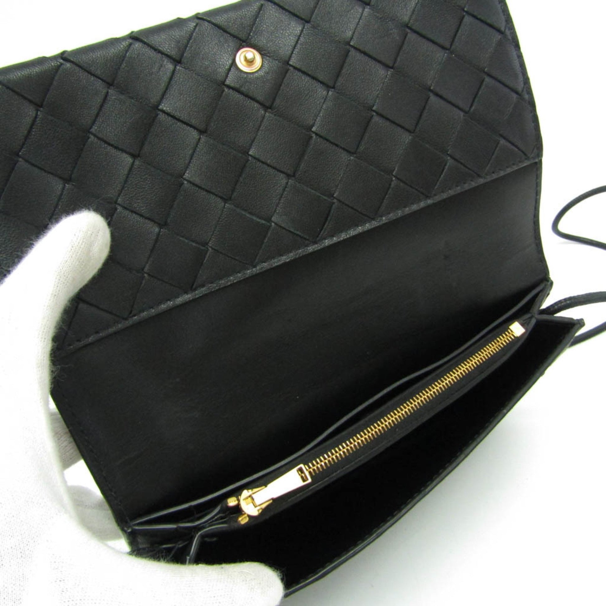 Bottega Veneta Intrecciato, Black, Leather, wallet