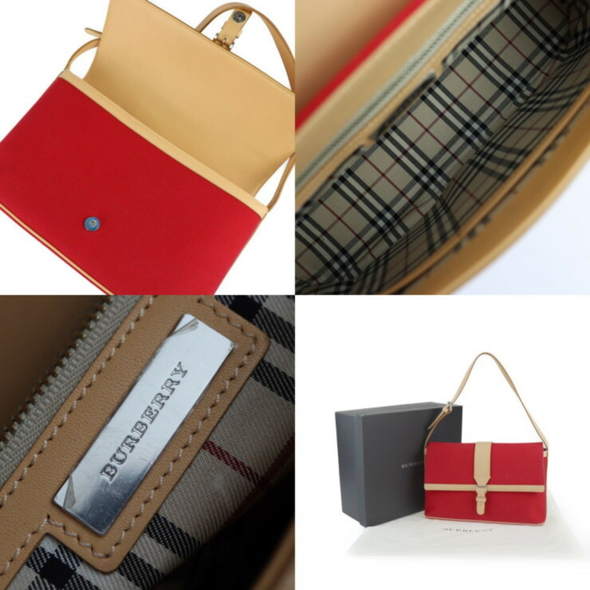 Burberry, Red, Canvas, shoulder