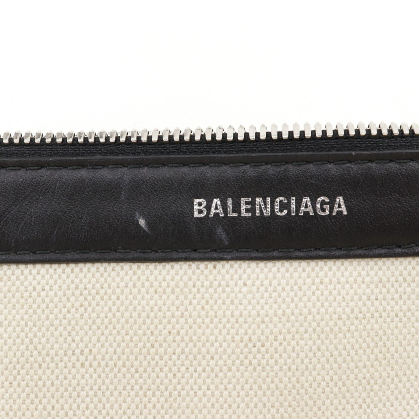 Balenciaga Navy Cabas, White, Canvas, tote