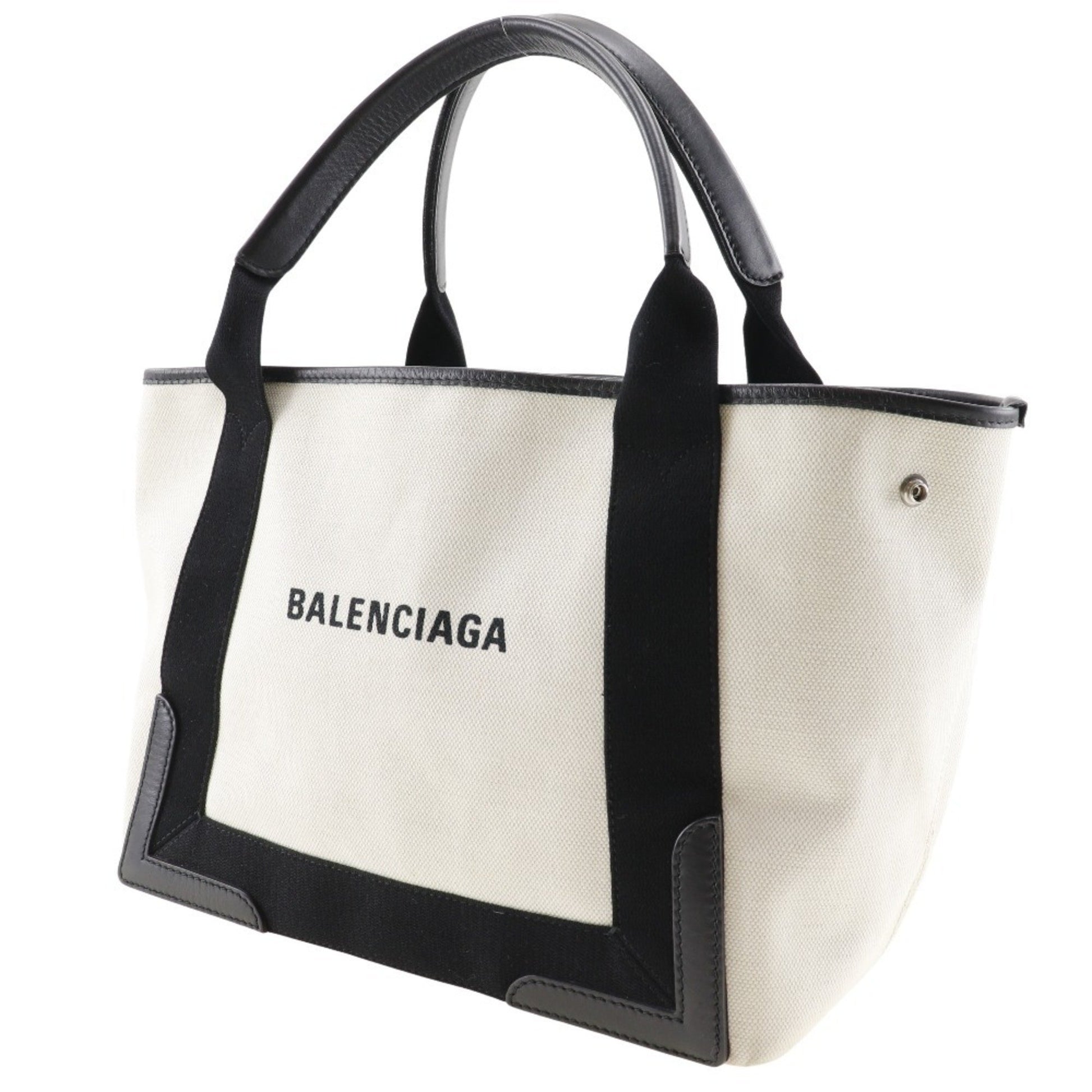 Balenciaga Navy Cabas, White, Canvas, tote