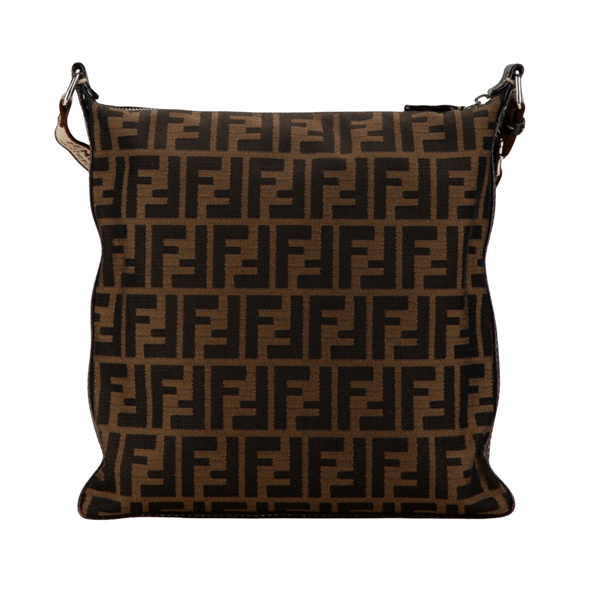 Fendi Zucca, Brown, Canvas, shoulder