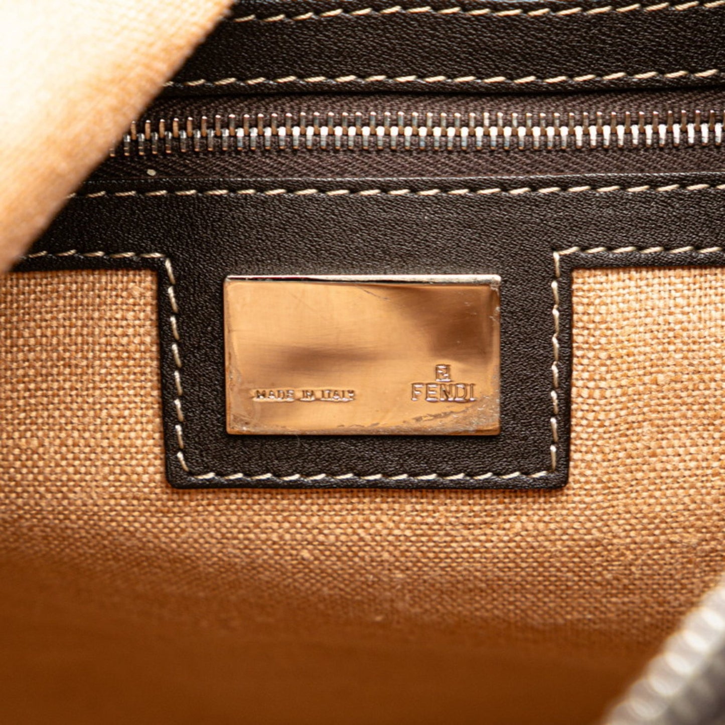 Fendi Zucca, Brown, Canvas, shoulder