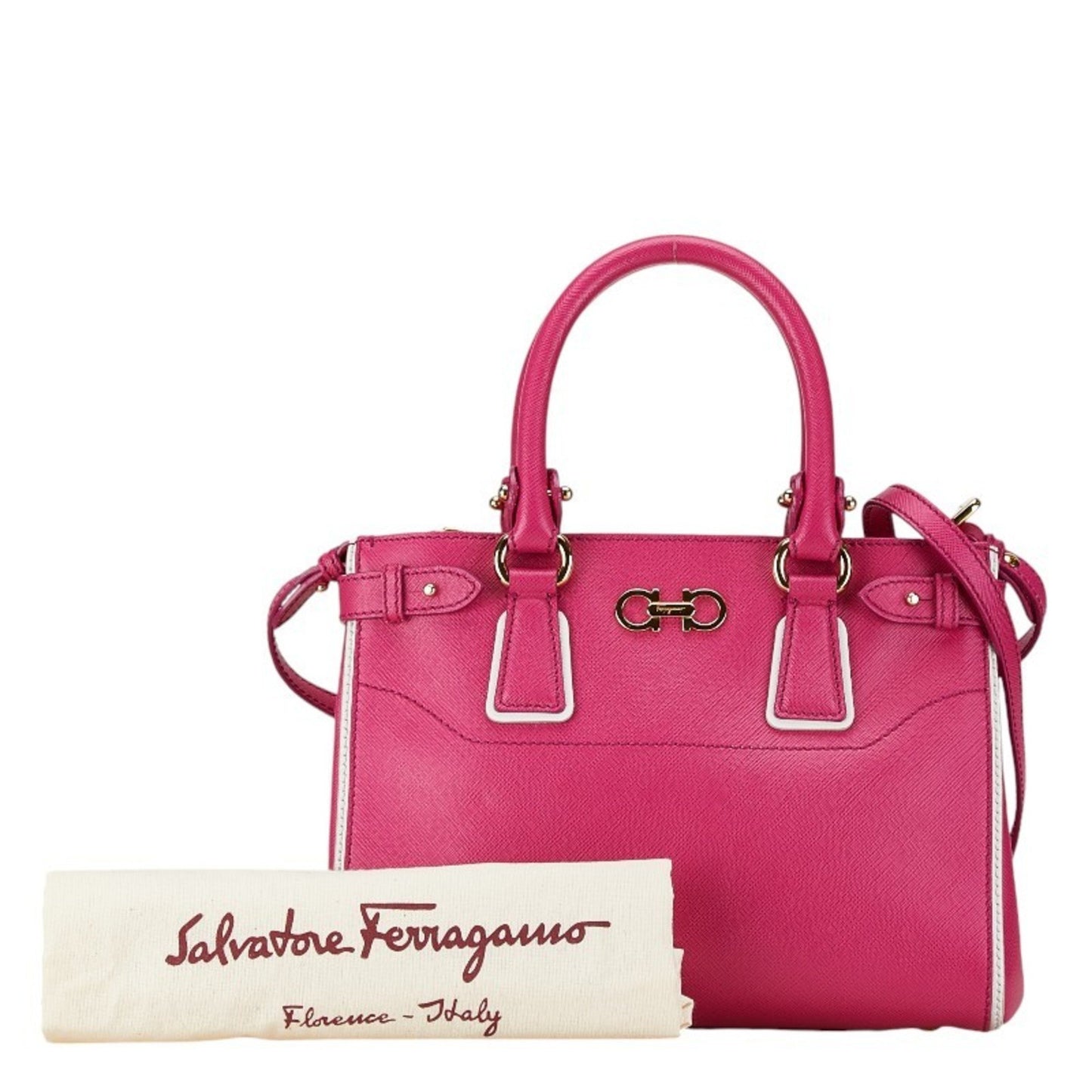 Salvatore Ferragamo Gancini, Pink, Leather, handbag