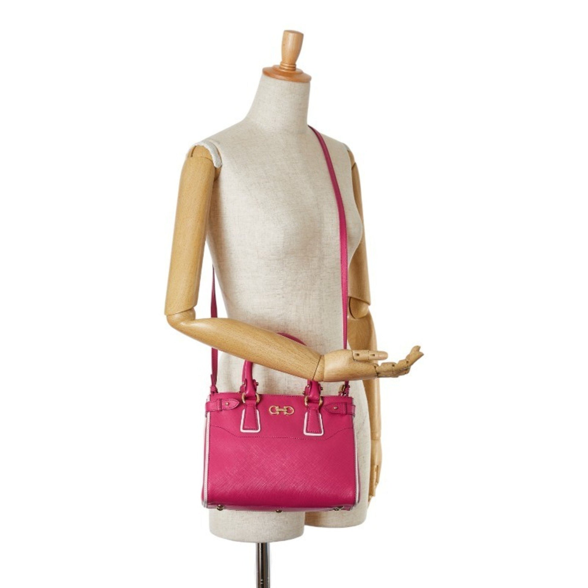 Salvatore Ferragamo Gancini, Pink, Leather, handbag