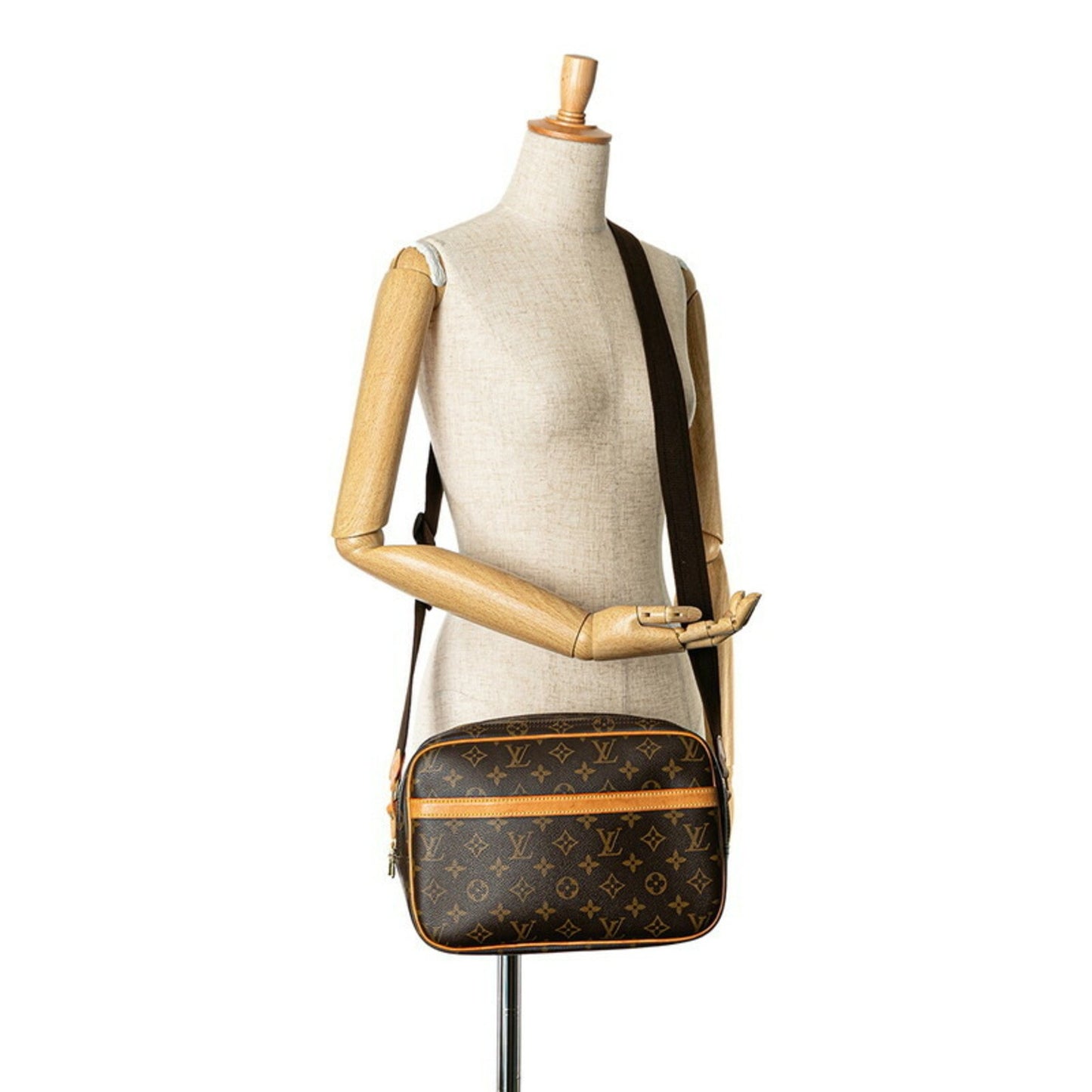 Louis Vuitton Reporter pm, Brown, Canvas, shoulder