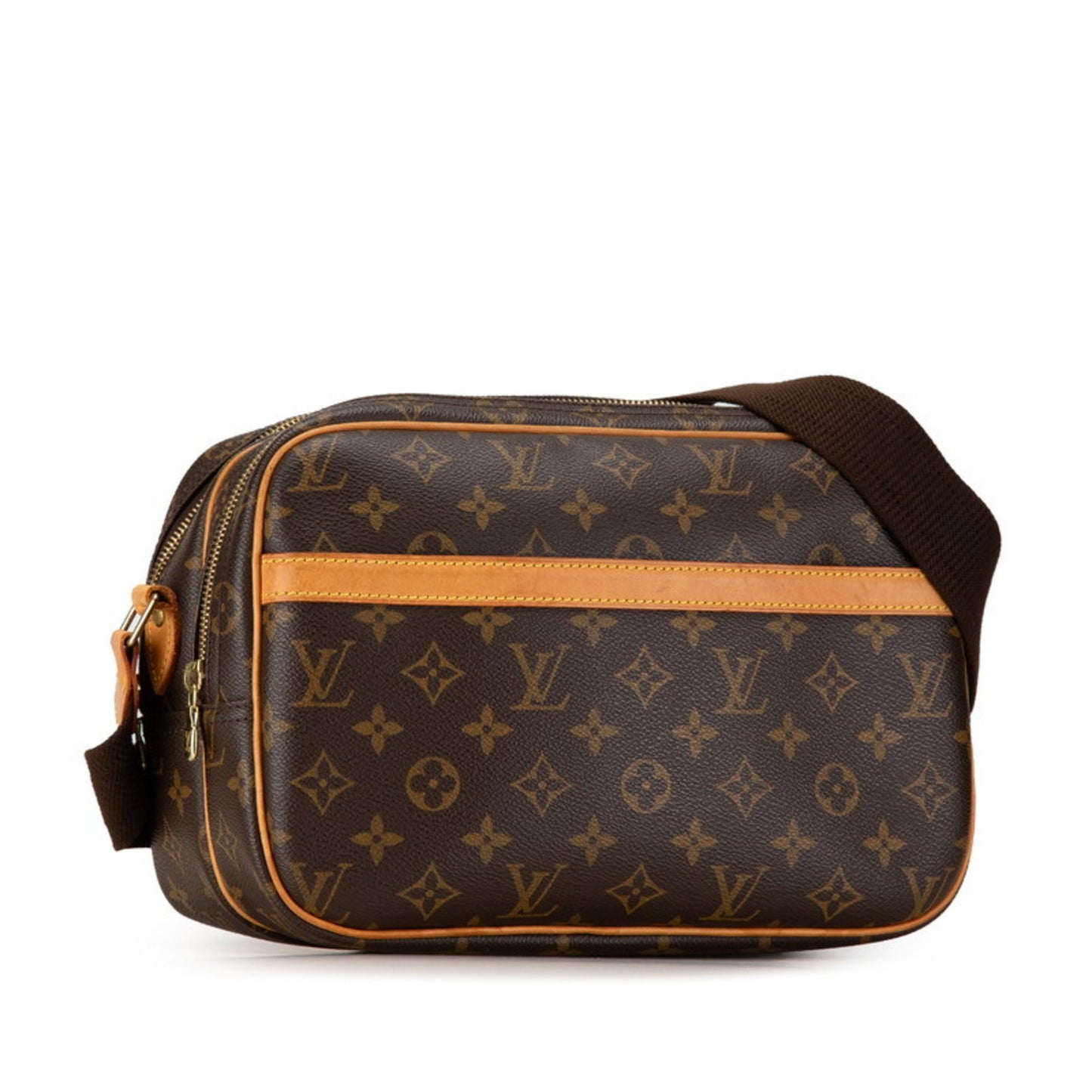 Louis Vuitton Reporter pm, Brown, Canvas, shoulder