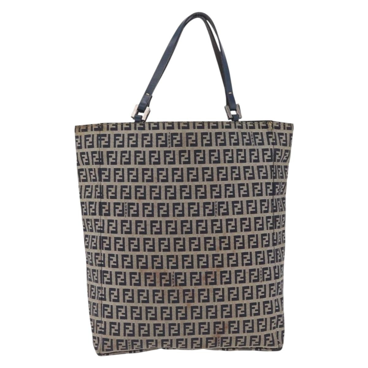 Fendi Vintage Shopping Zucchino Canvas, Navy, Canvas, Tote Bag