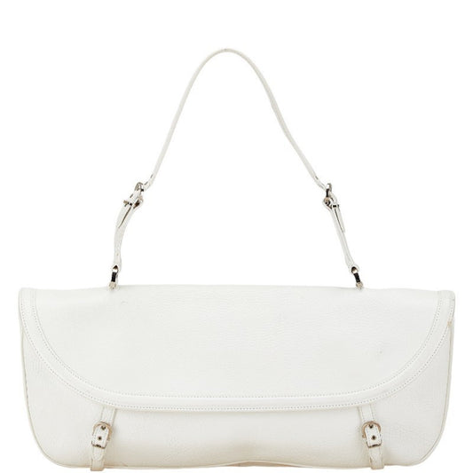 Salvatore Ferragamo Gancini, White, Leather, shoulder