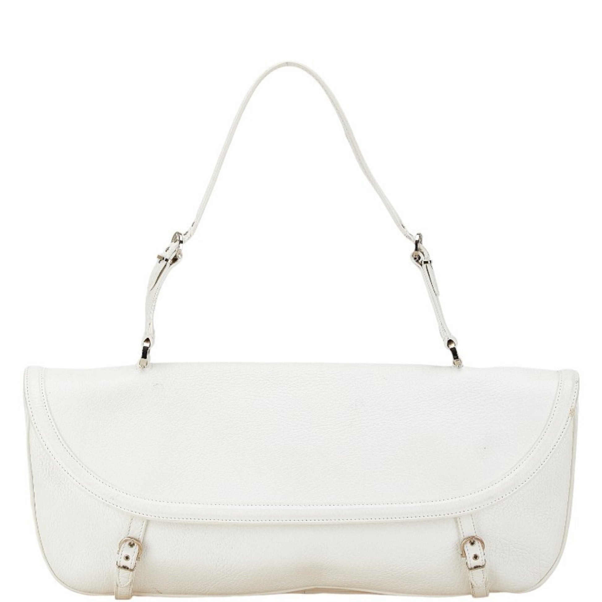 Salvatore Ferragamo Gancini, White, Leather, shoulder