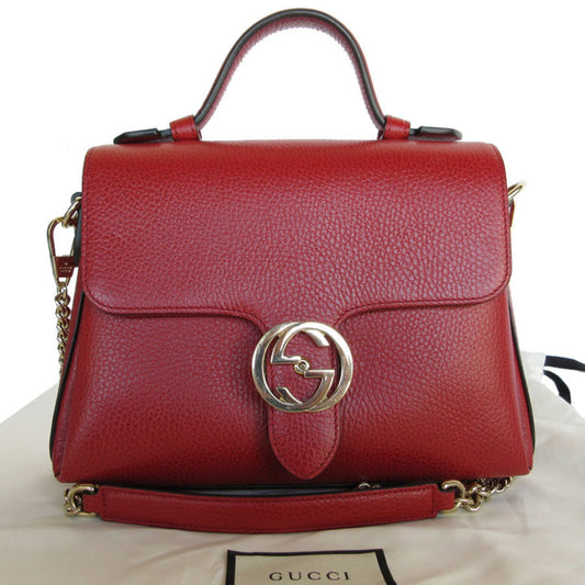 Gucci Interlocking G, Red, Leather, shoulder