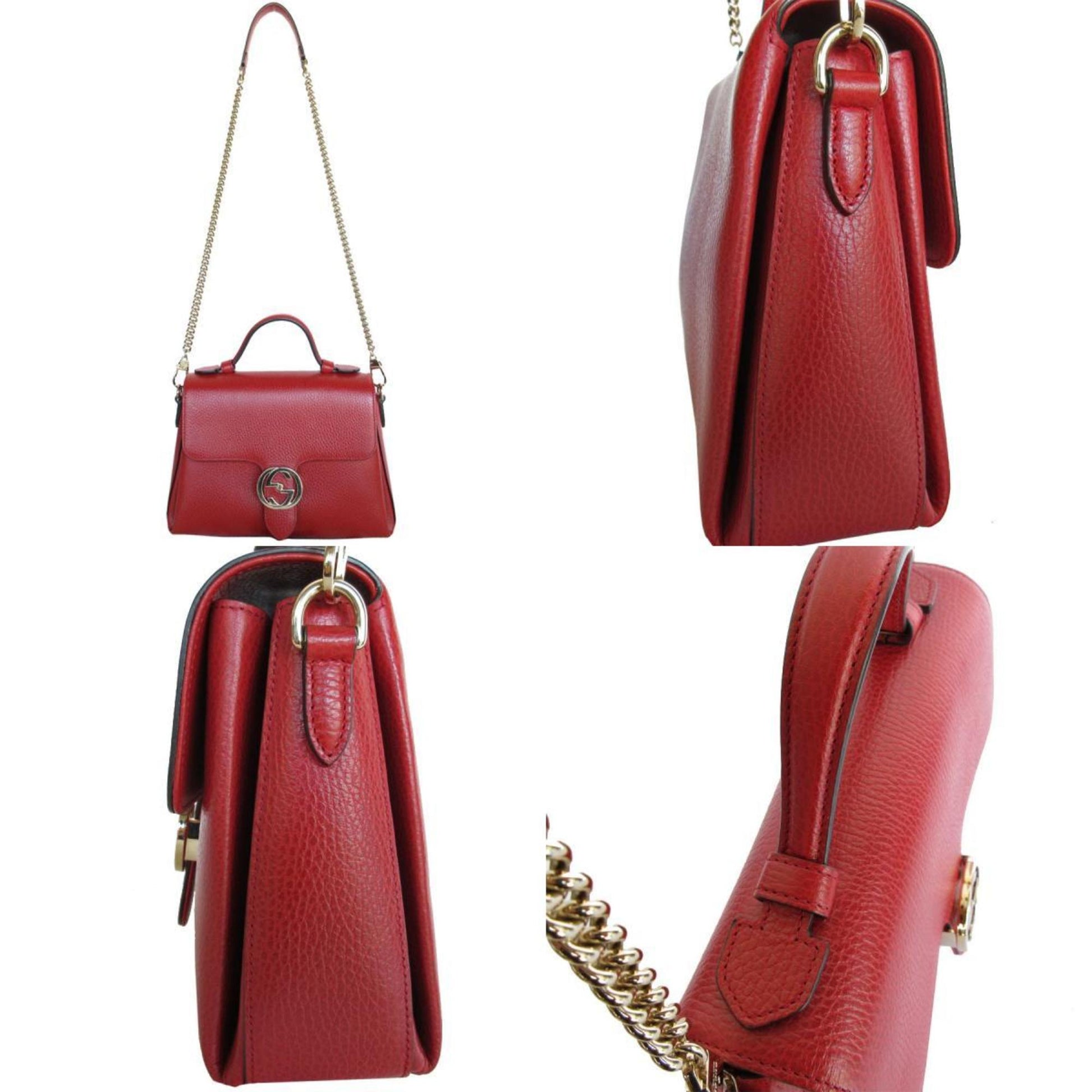 Gucci Interlocking G, Red, Leather, shoulder