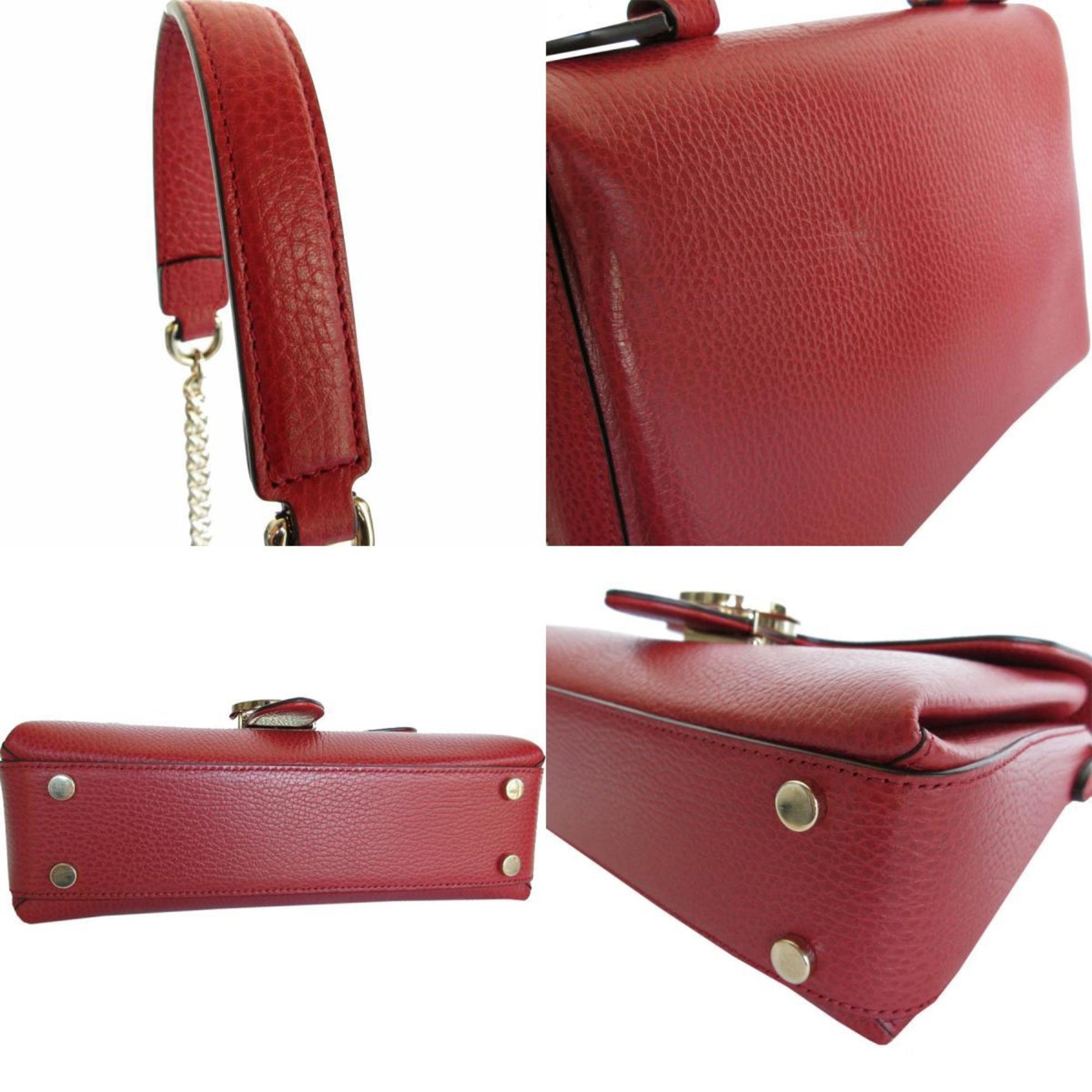 Gucci Interlocking G, Red, Leather, shoulder