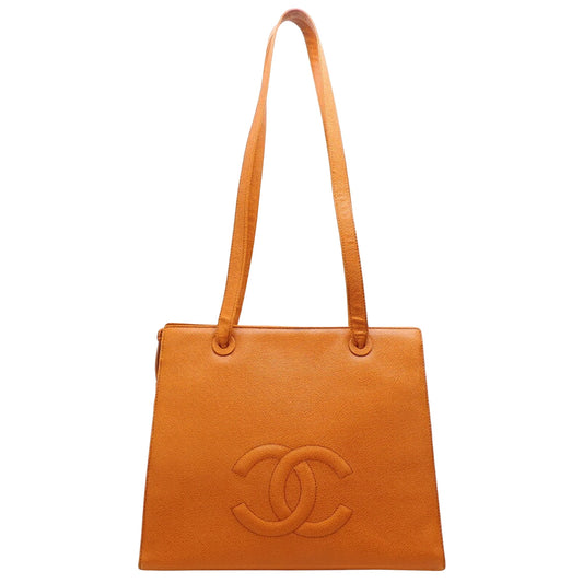 Chanel Logo CC, Brown, Leather, tote