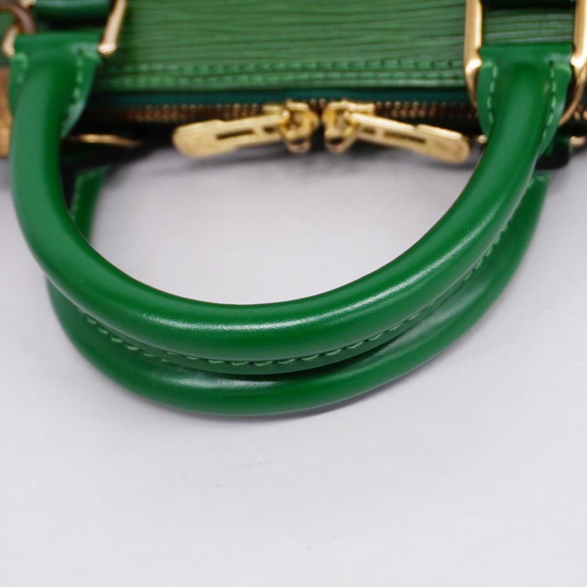 Louis Vuitton Alma, Green, Leather, handbag