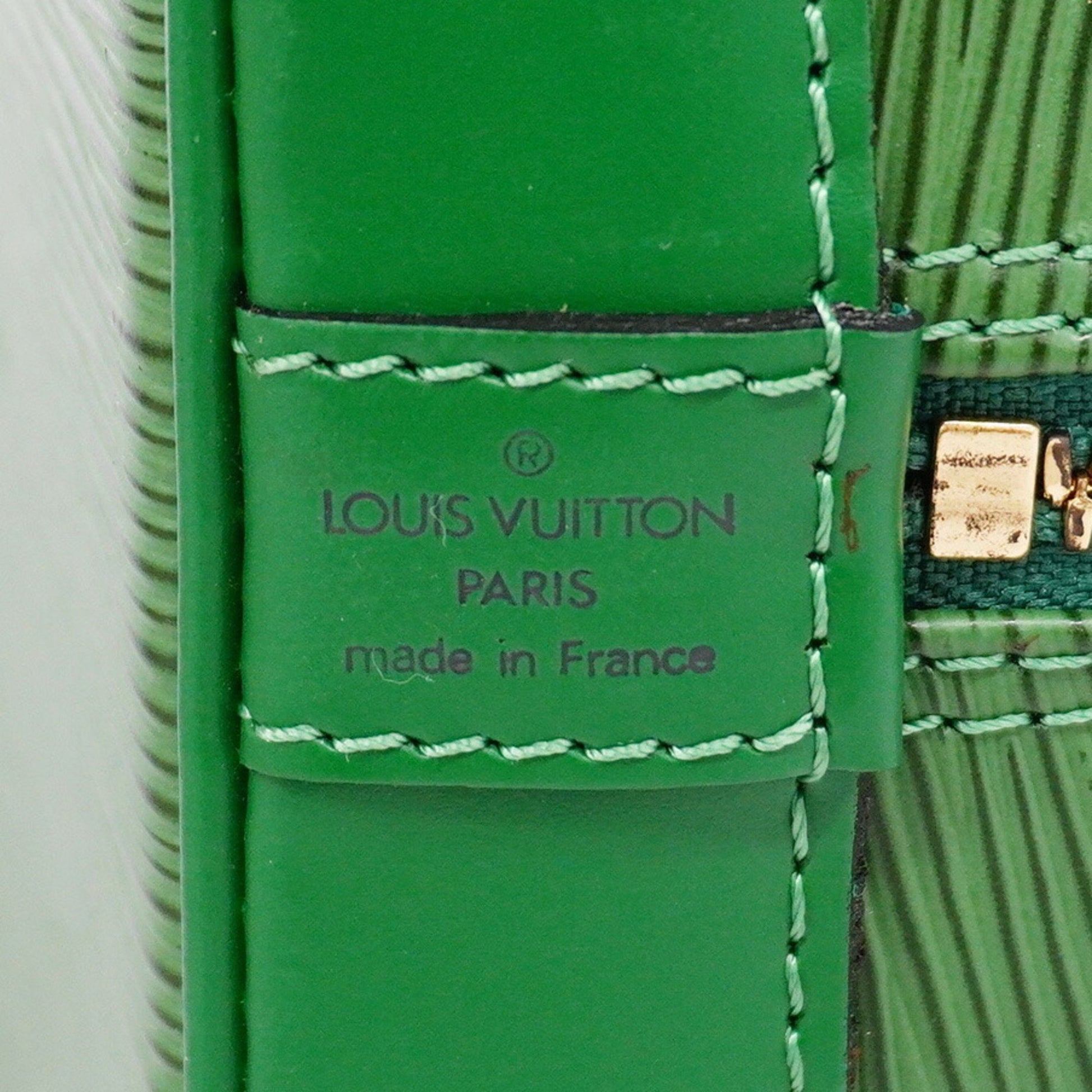 Louis Vuitton Alma, Green, Leather, handbag