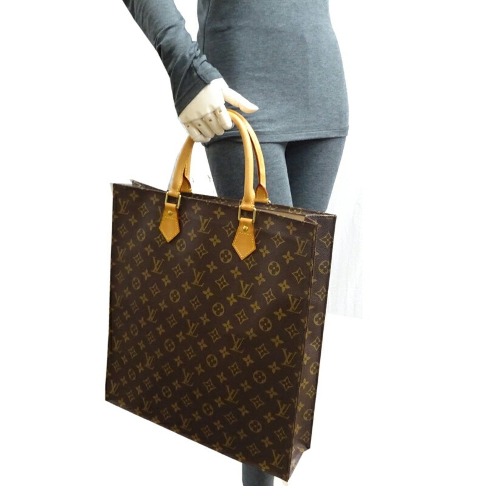 Louis Vuitton Sac Plat, Brown, Canvas, tote