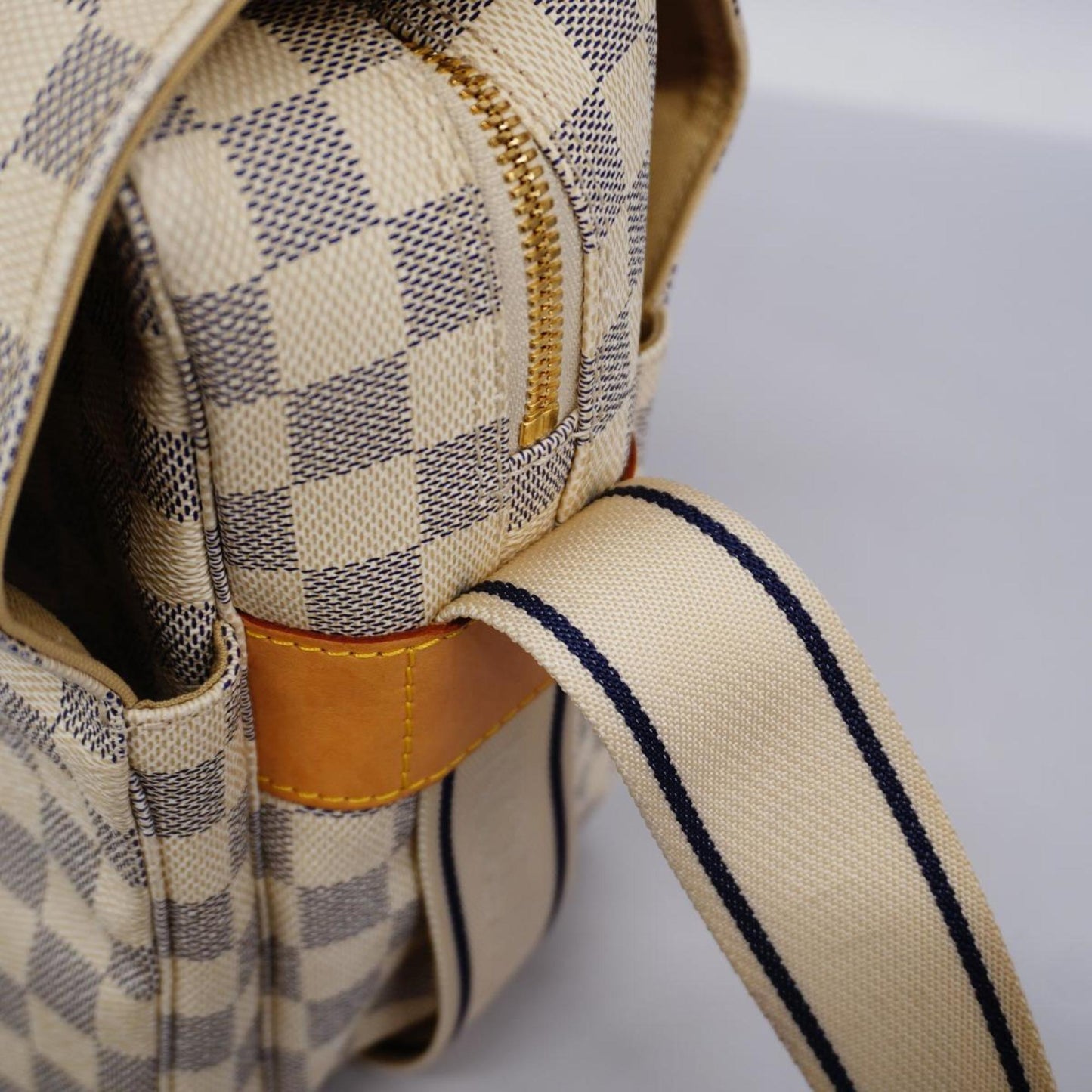 Louis Vuitton Naviglio, White, Canvas, shoulder