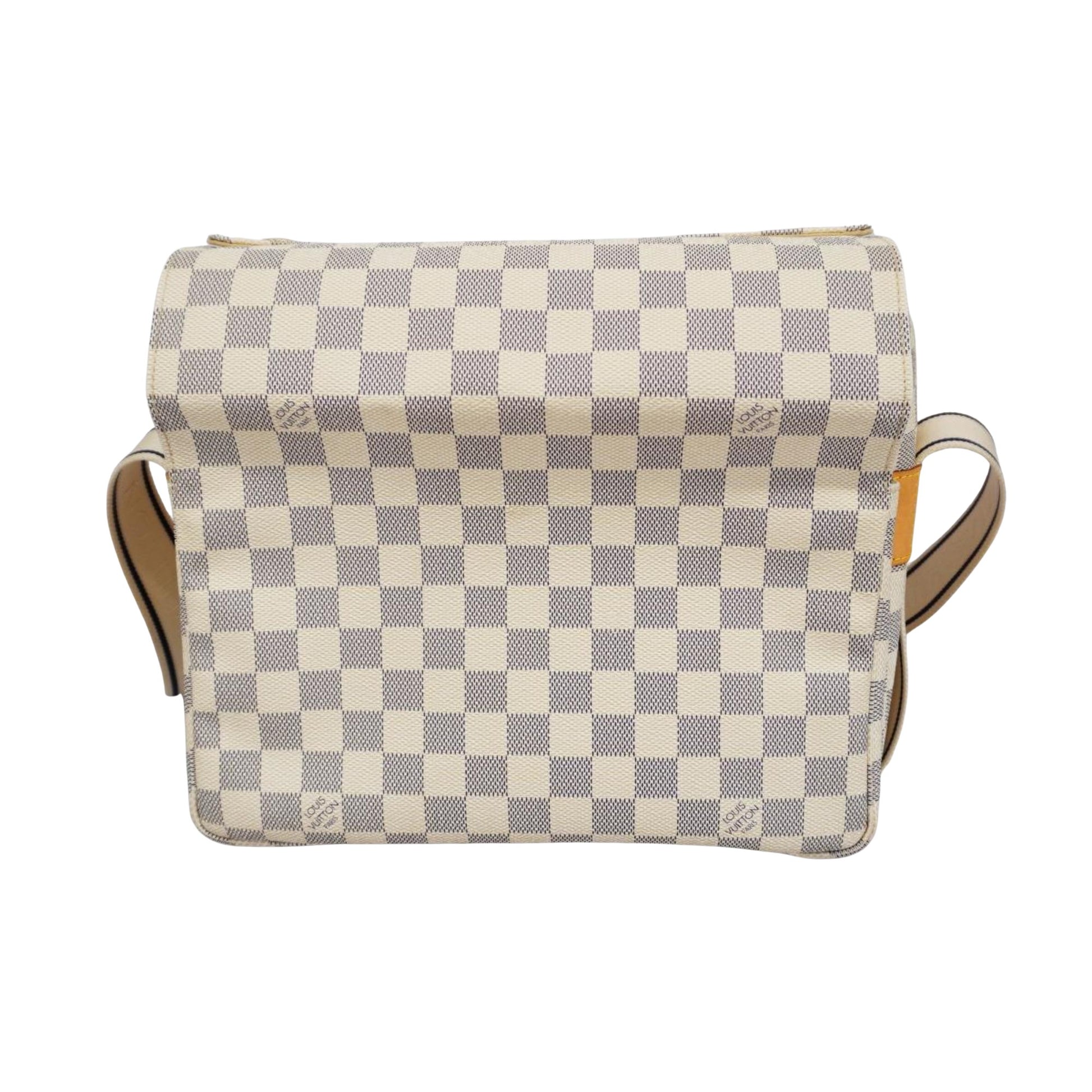 Louis Vuitton Naviglio, White, Canvas, shoulder