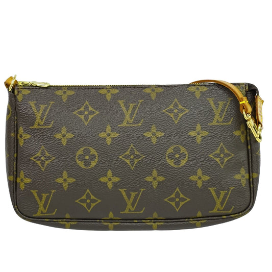 Louis Vuitton Pochette Accessoire, Brown, Canvas, clutch