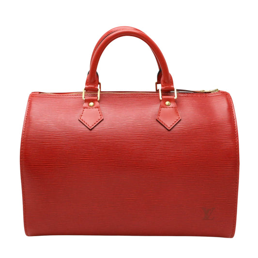 Louis Vuitton Speedy 30, Red, Leather, handbag