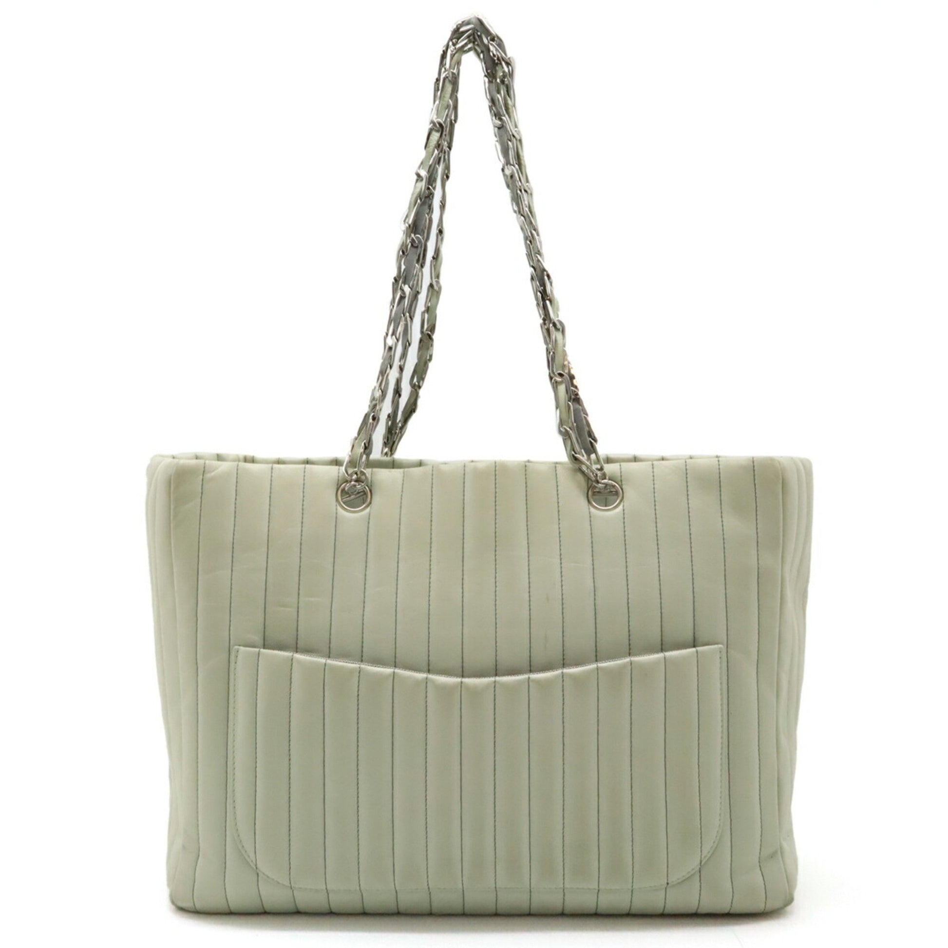 Chanel Mademoiselle, Green, Leather, tote