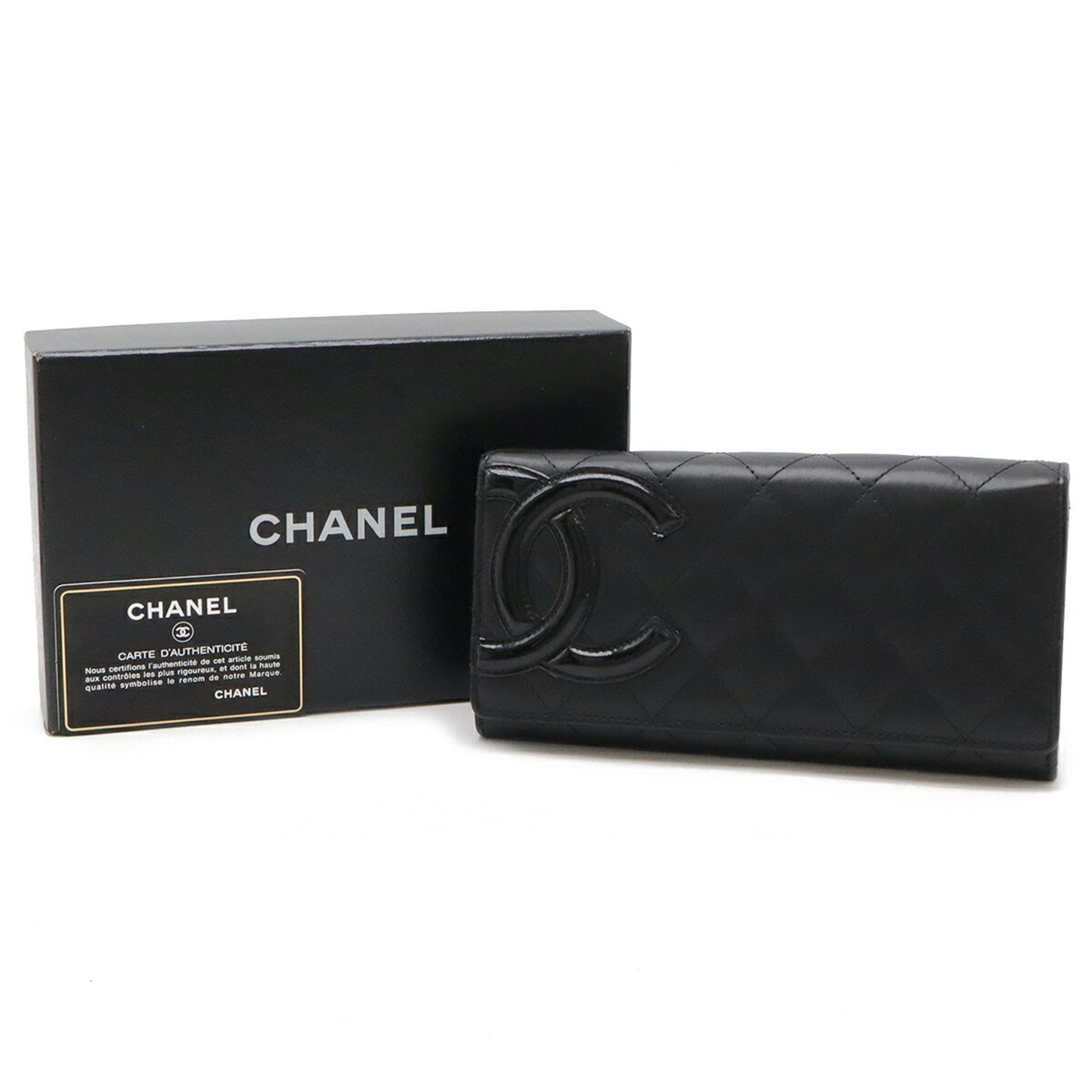 Chanel Cambon line, Black, Calfskin, wallet