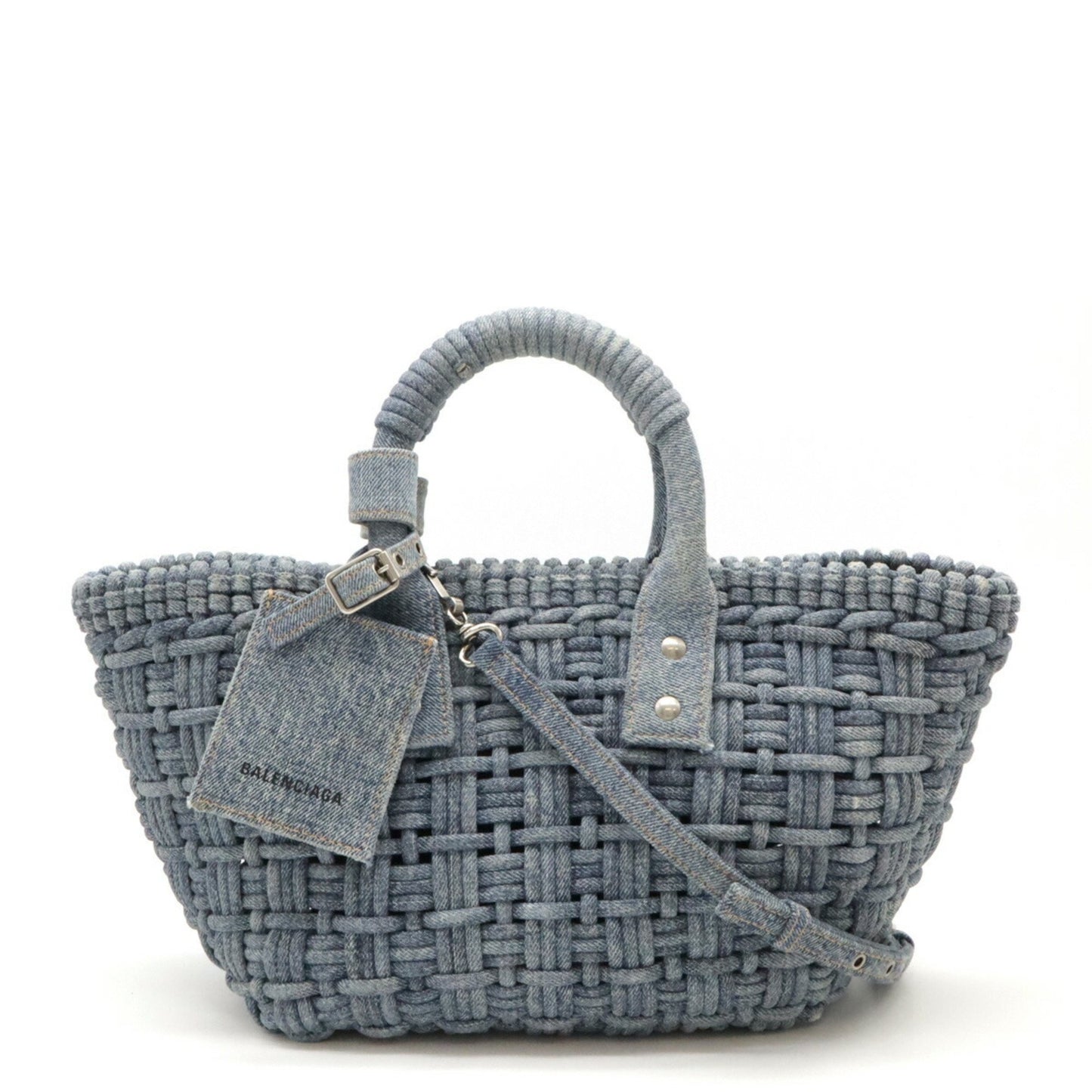 Balenciaga Bistro Basket, Blue, Denim - Jeans, handbag