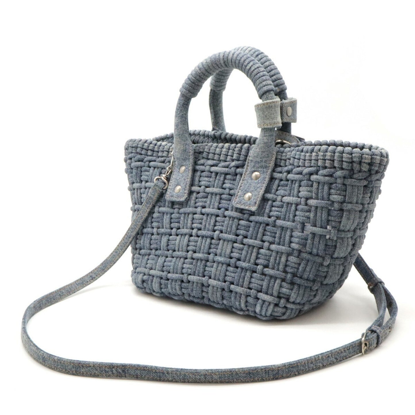 Balenciaga Bistro Basket, Blue, Denim - Jeans, handbag