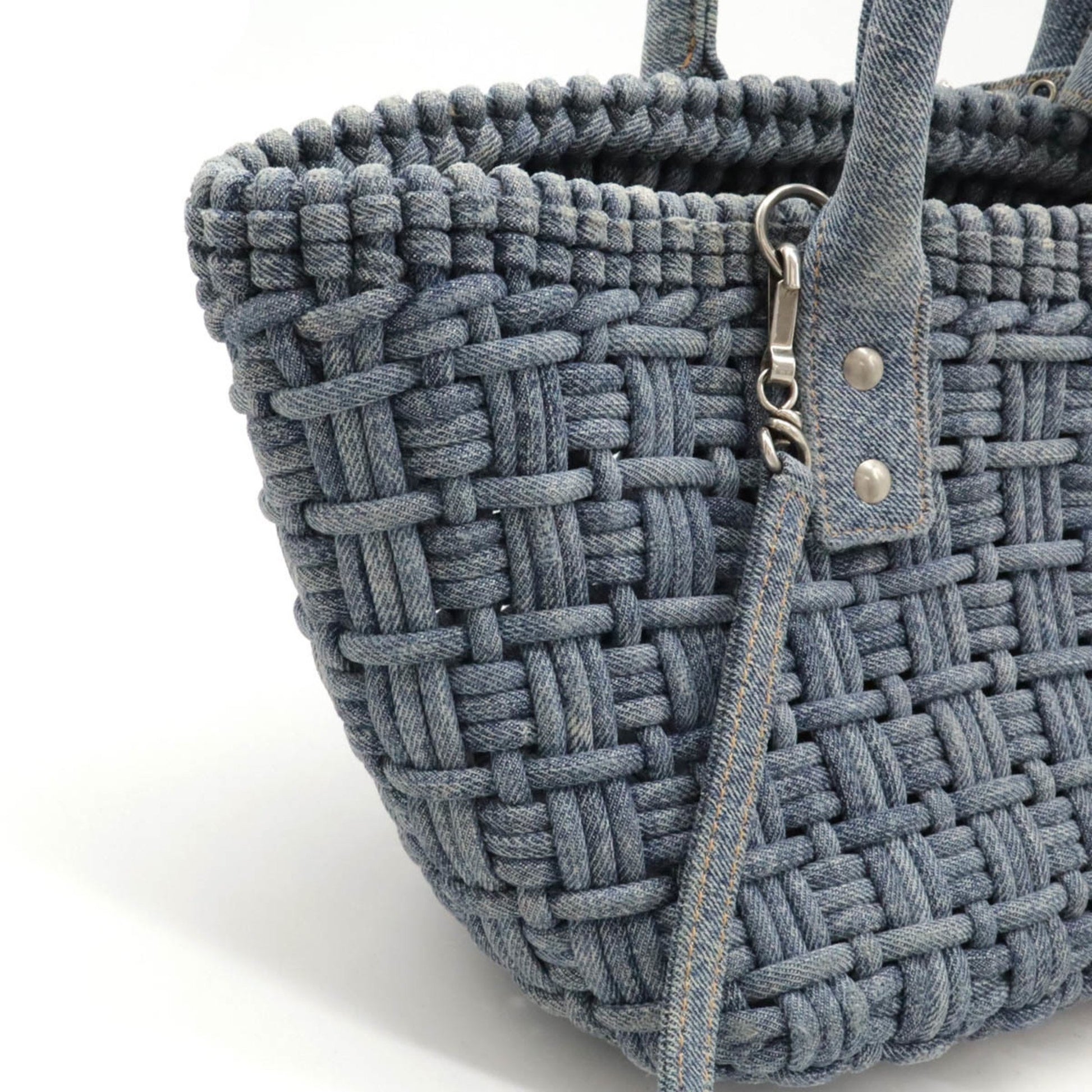 Balenciaga Bistro Basket, Blue, Denim - Jeans, handbag