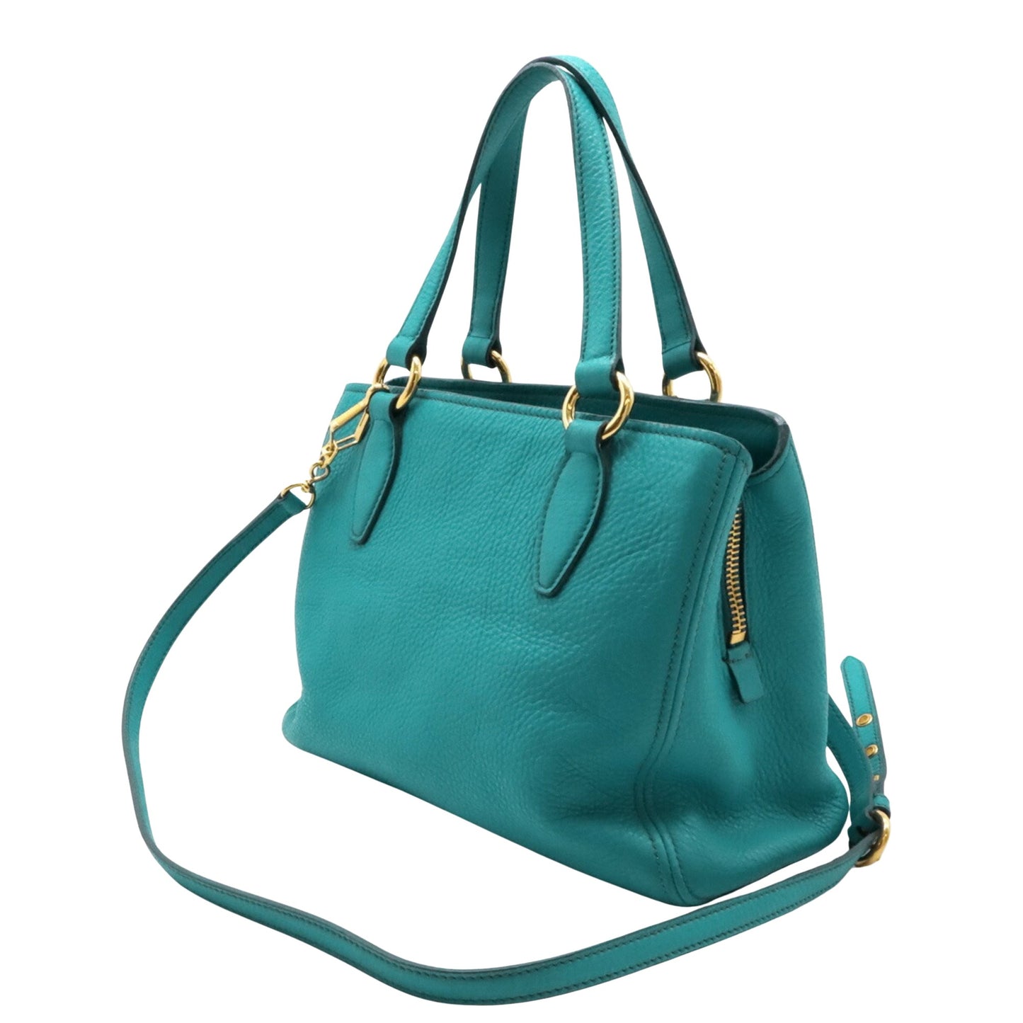 Miu Miu Vitello, Turquoise, Leather, handbag