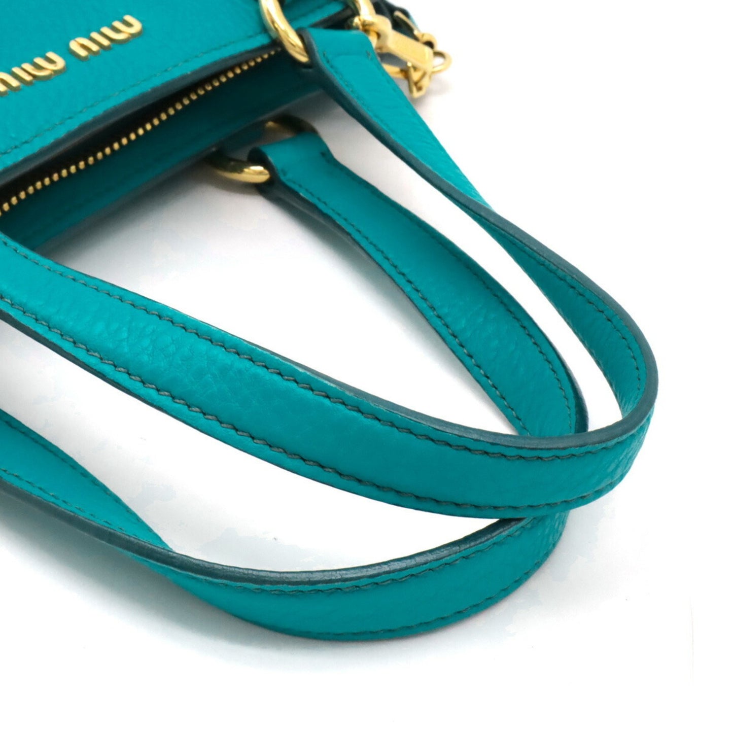 Miu Miu Vitello, Turquoise, Leather, handbag