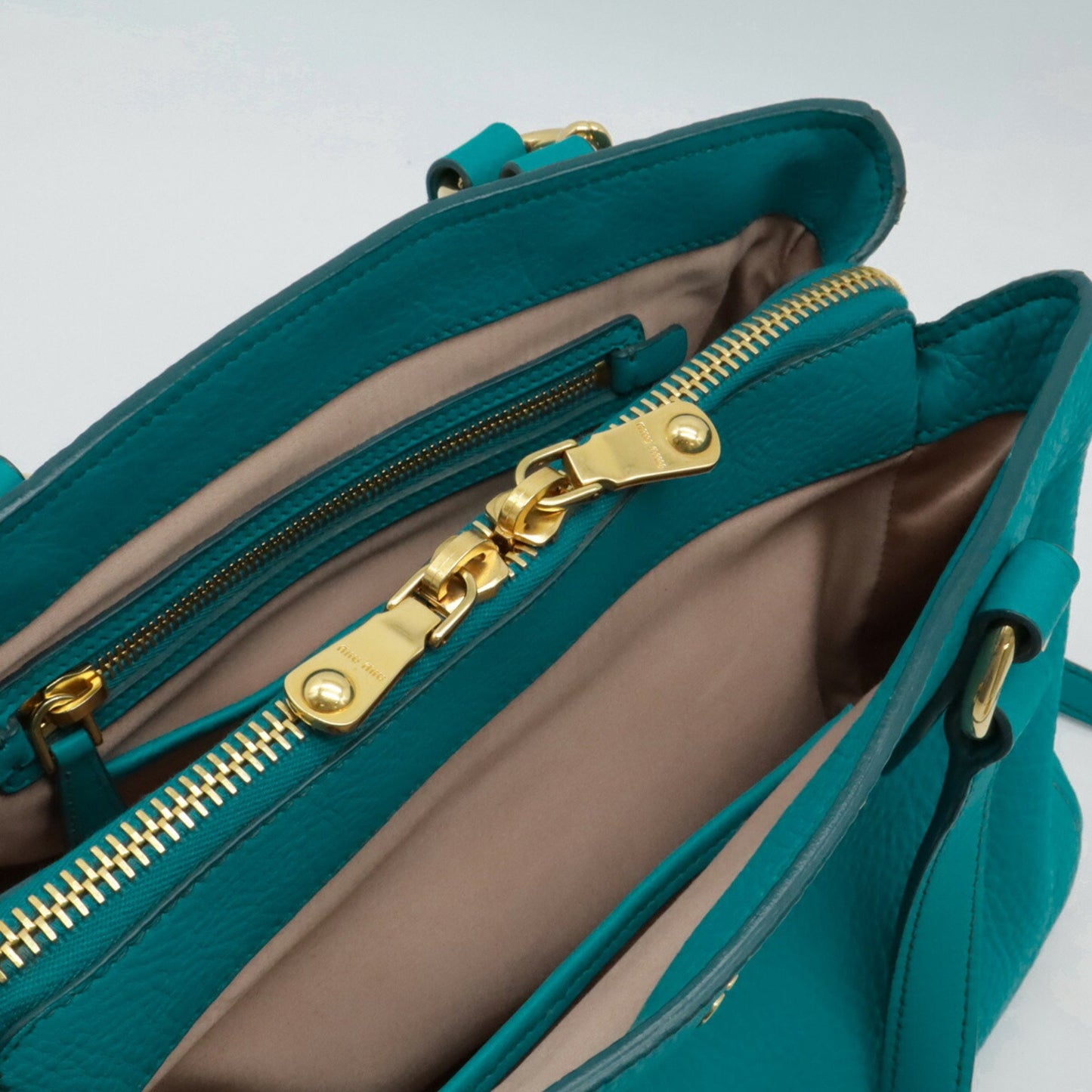 Miu Miu Vitello, Turquoise, Leather, handbag