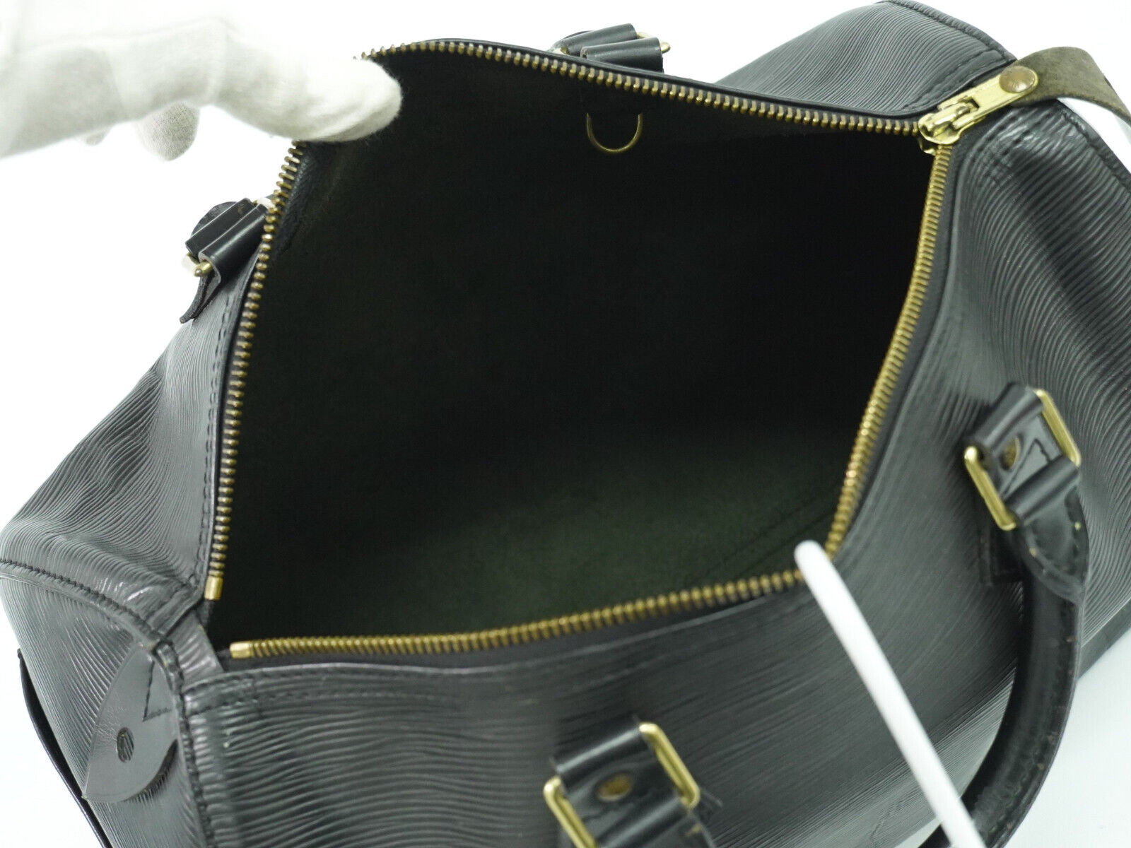 Louis Vuitton Speedy 30, Black, Leather, handbag