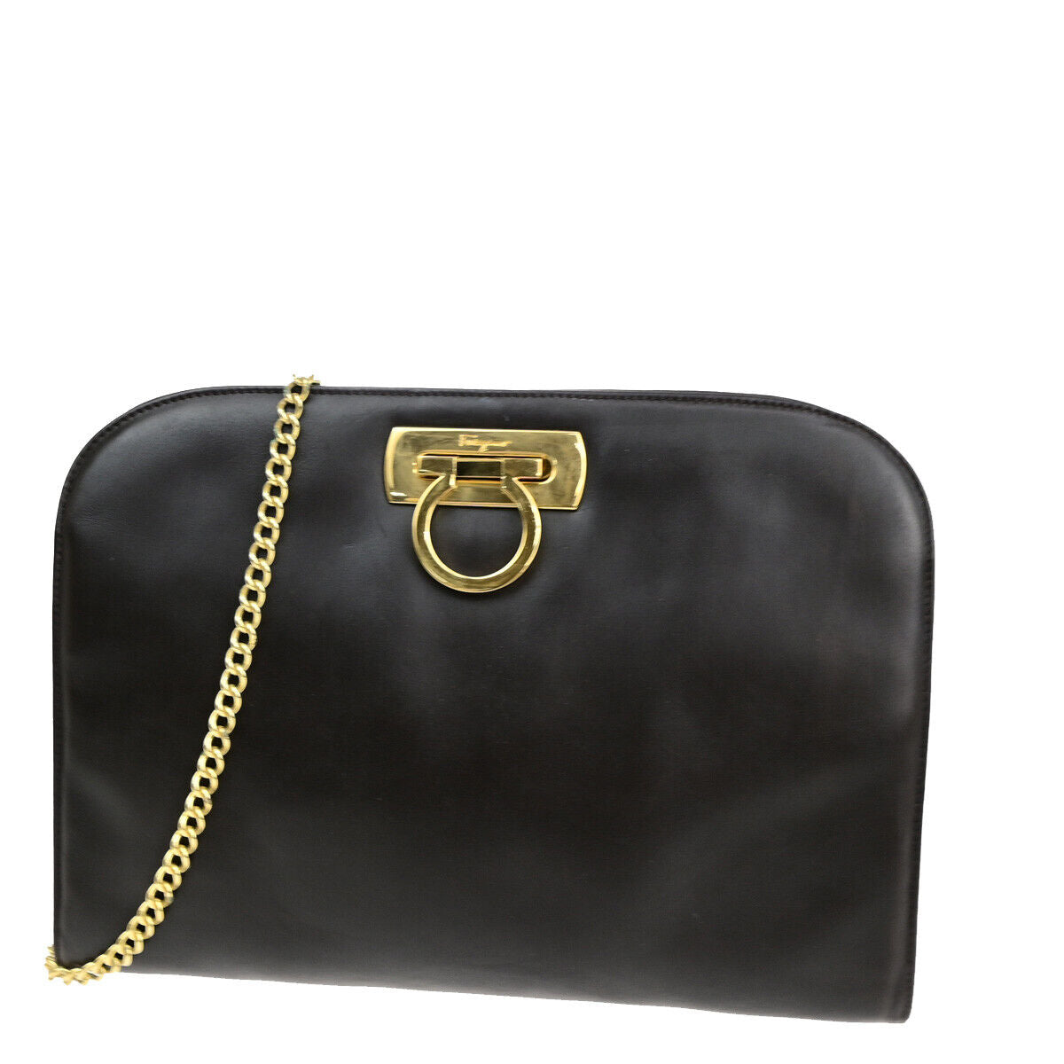 Salvatore Ferragamo Gancini, Black, Leather, shoulder