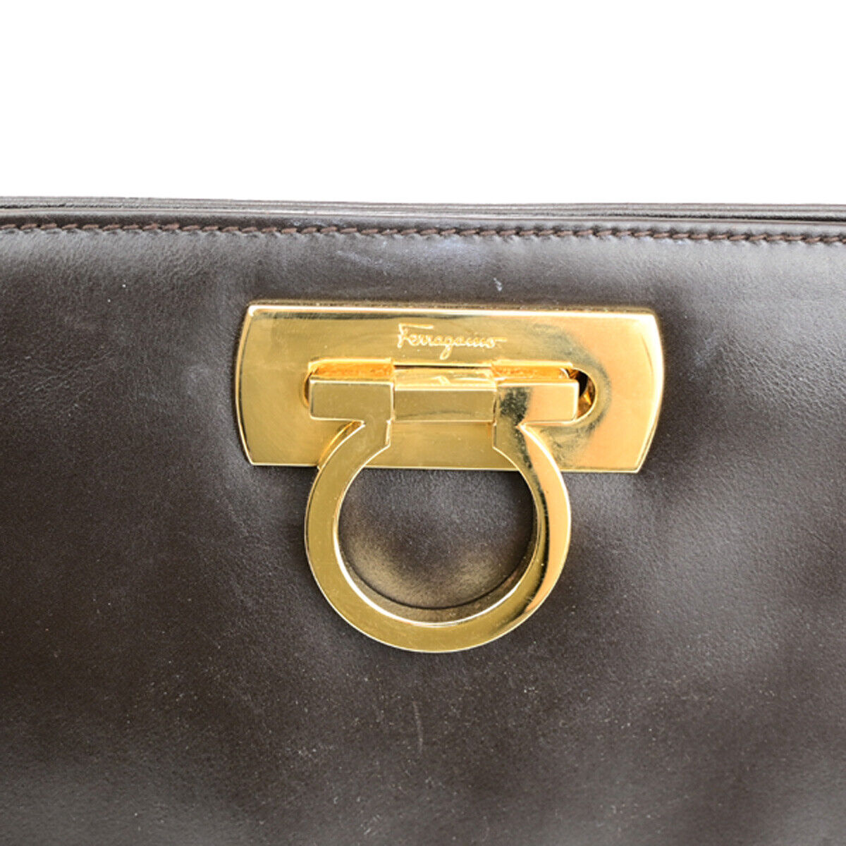 Salvatore Ferragamo Gancini, Black, Leather, shoulder