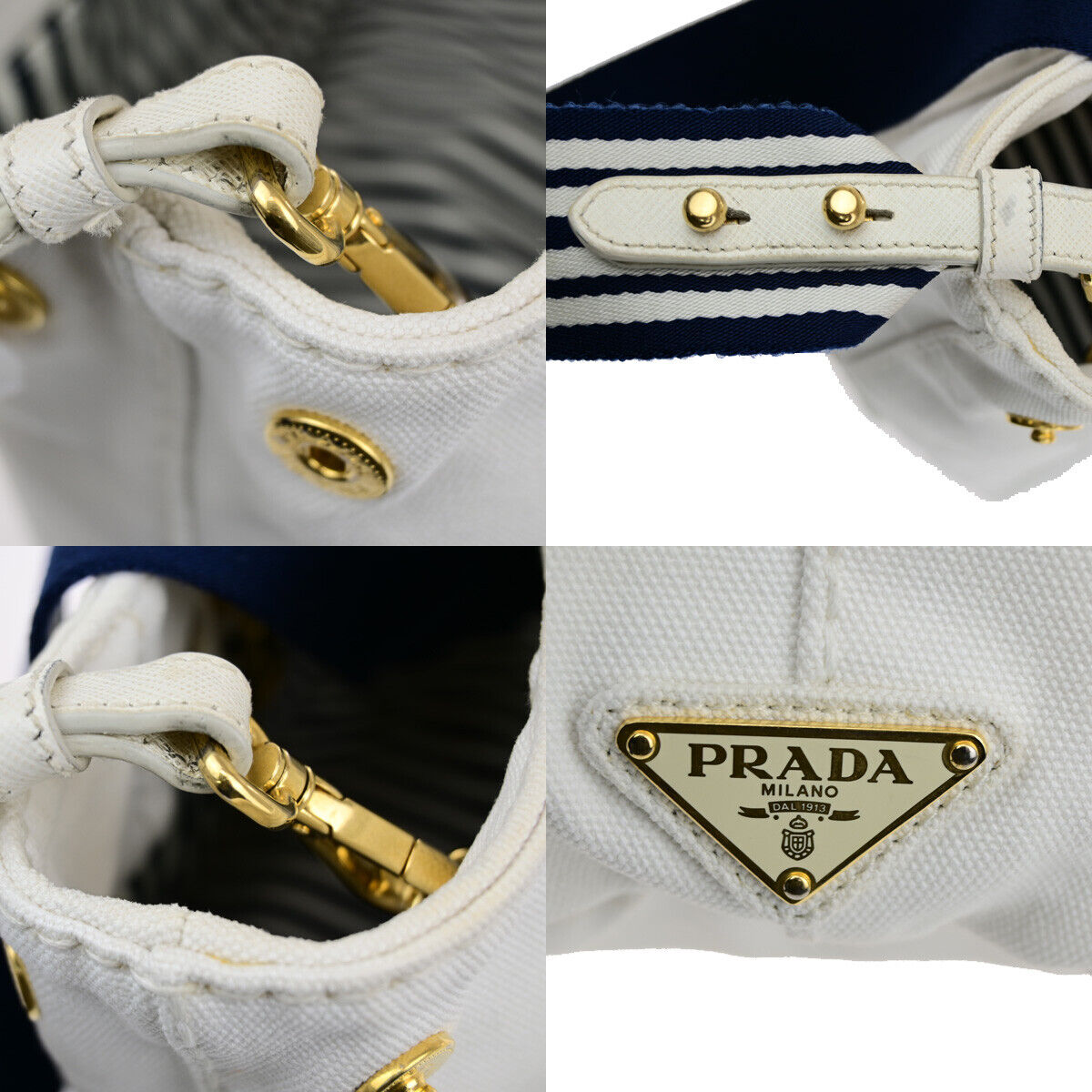 Prada Canapa, White, Canvas, handbag