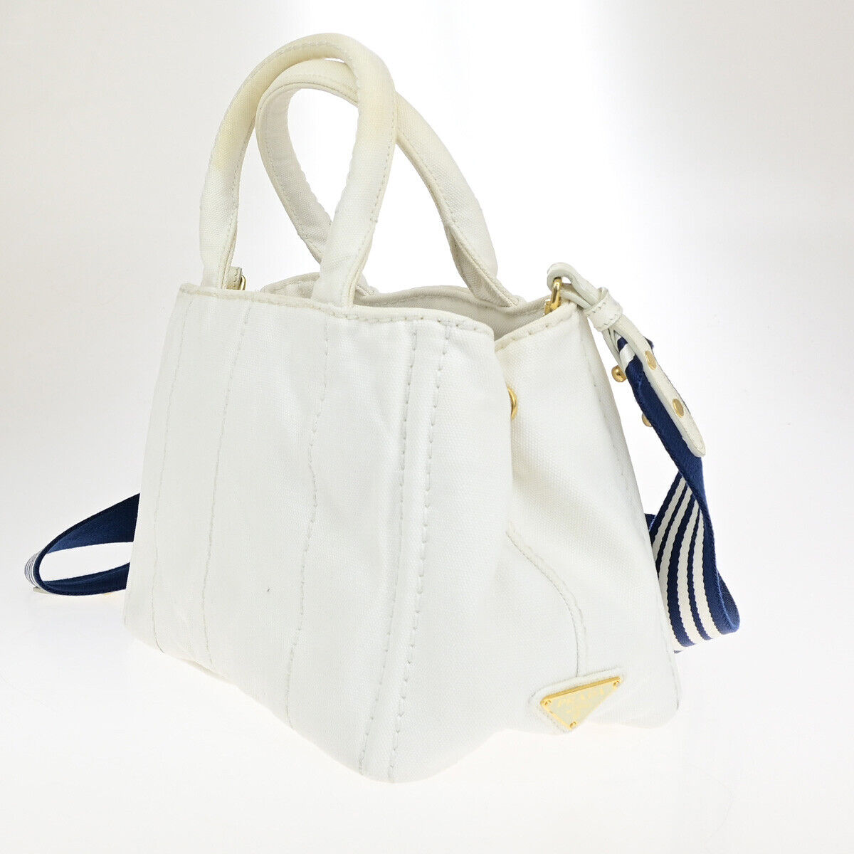 Prada Canapa, White, Canvas, handbag