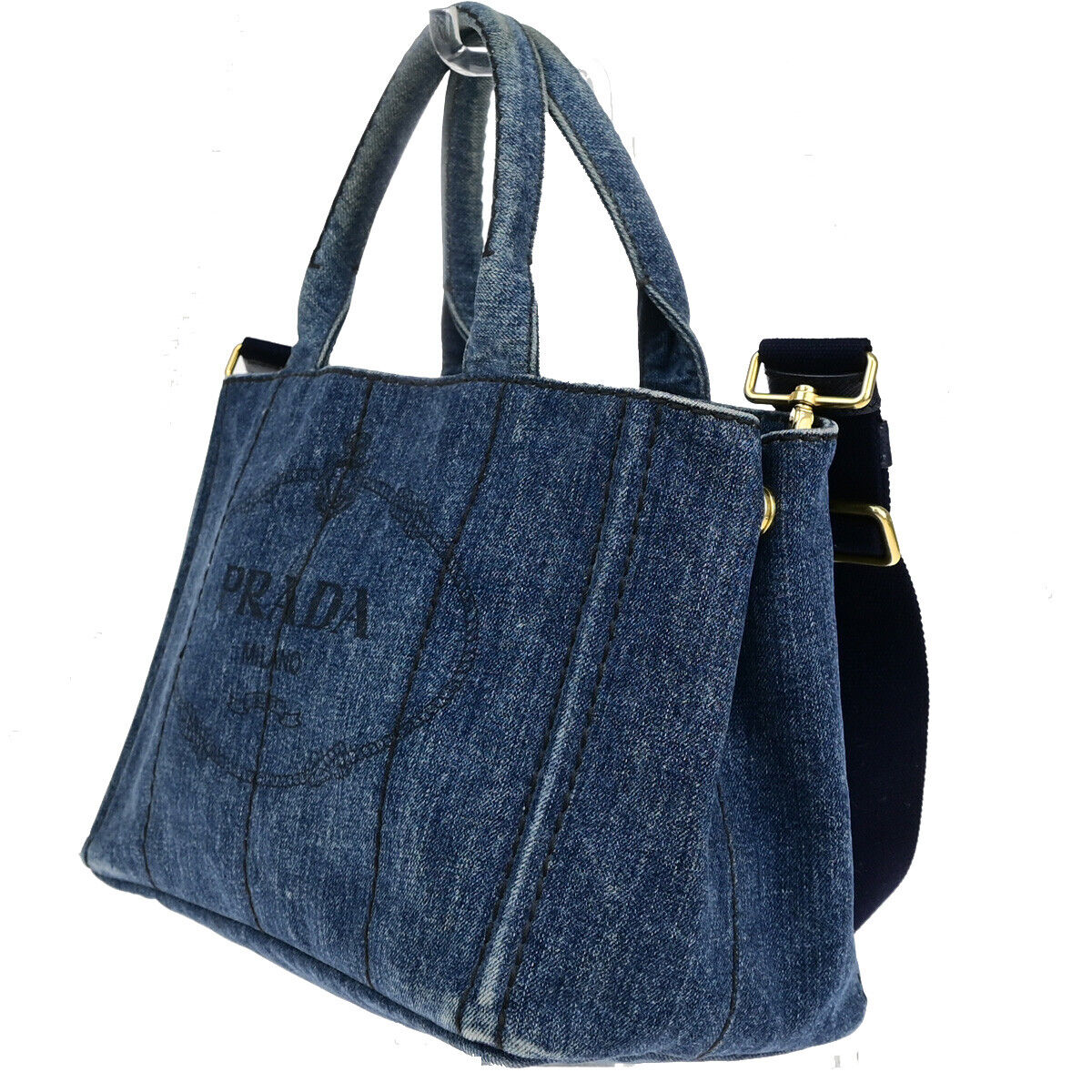 Prada Canapa, Blue, Denim - Jeans, handbag