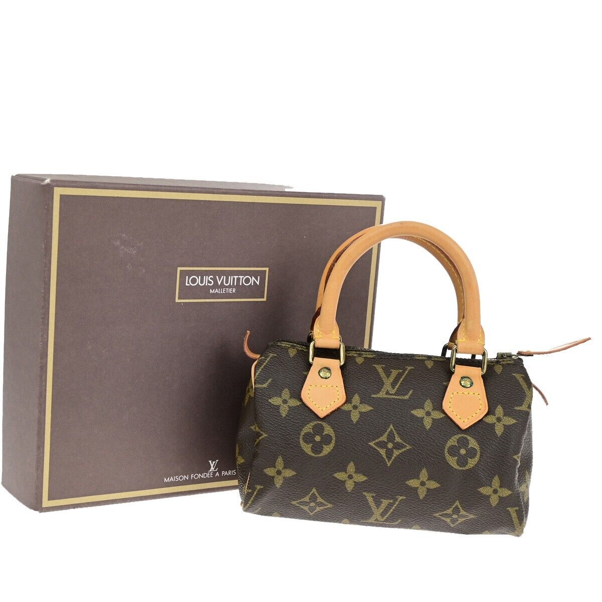 Louis Vuitton Mini speedy, Brown, Canvas, handbag