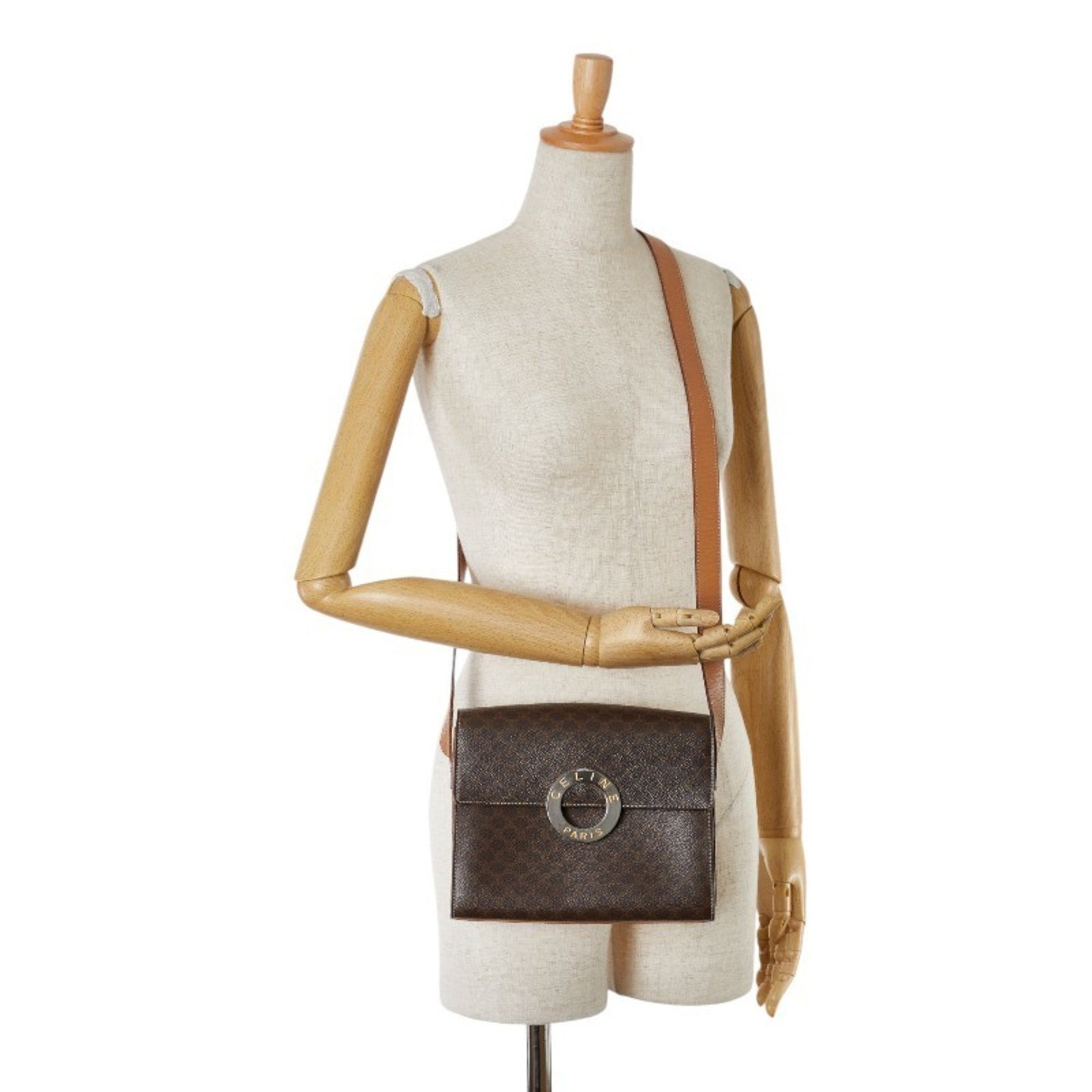 Céline, Brown, Canvas, shoulder