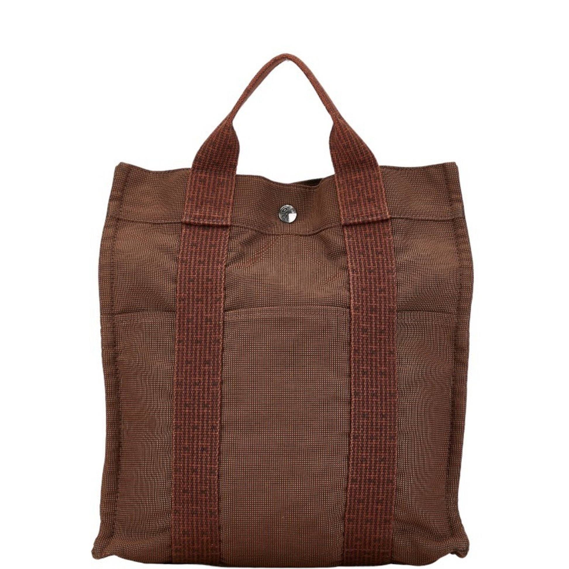 Hermès Herline, Brown, Canvas, backpack