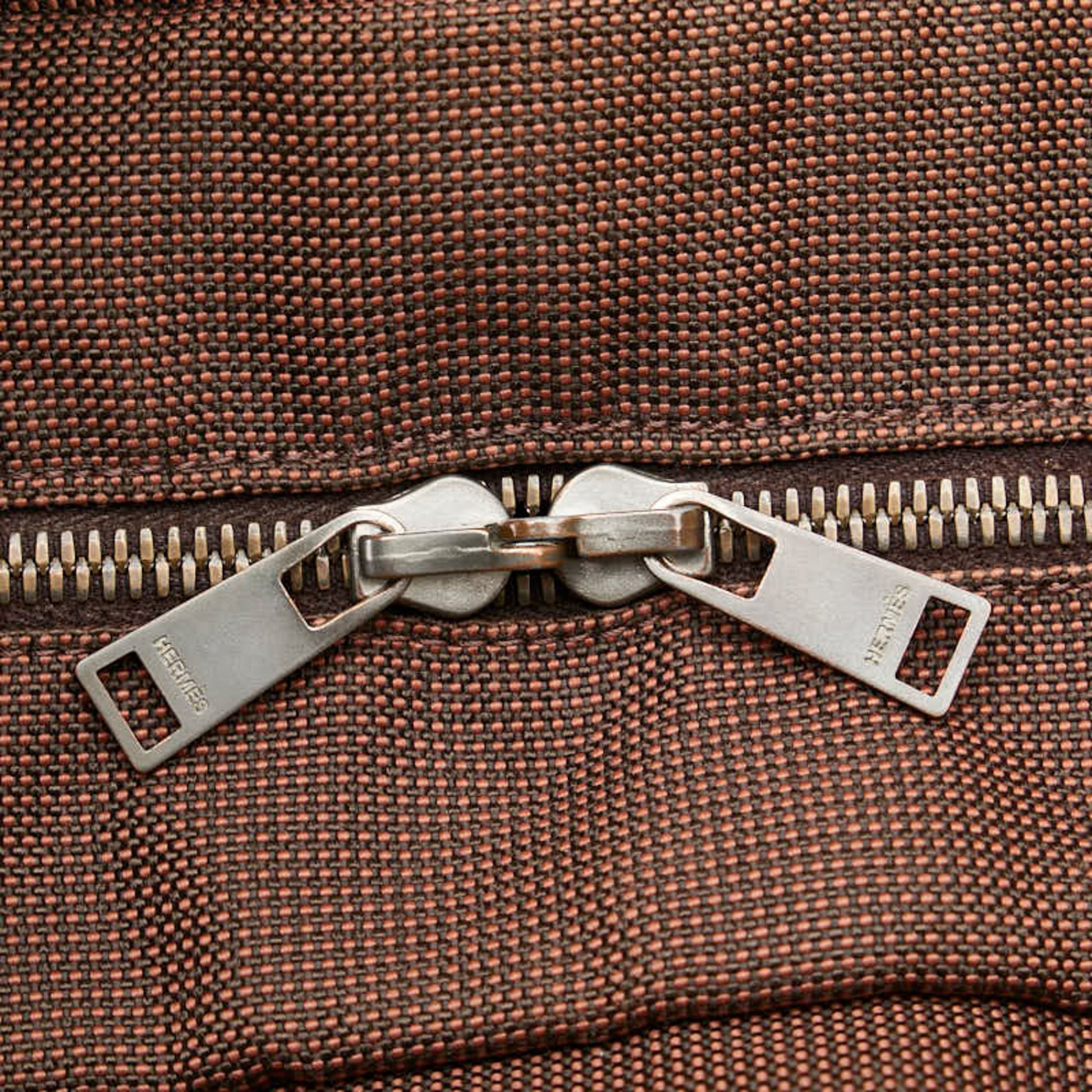 Hermès Herline, Brown, Canvas, backpack