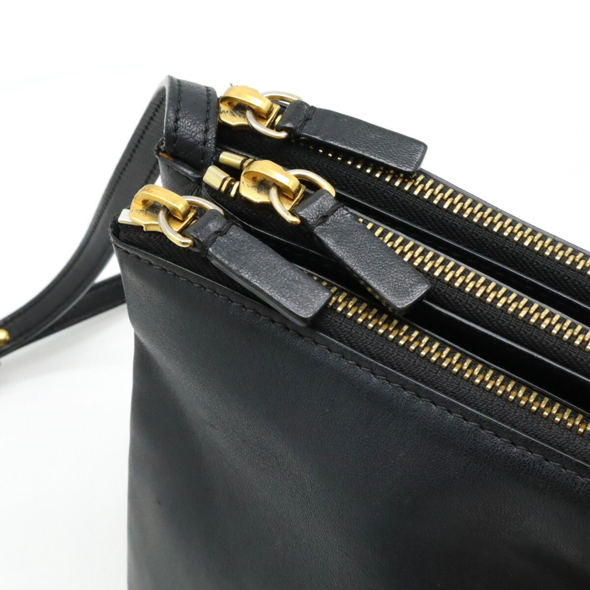 Céline Trio, Black, Leather, shoulder