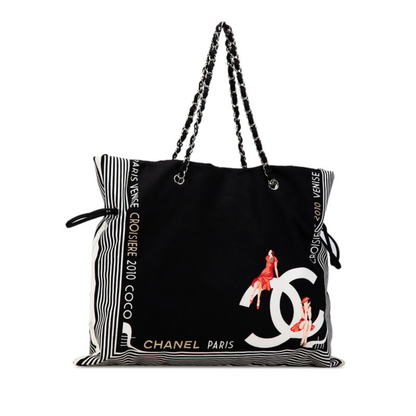 Chanel Coco Mark, Black, Canvas, tote