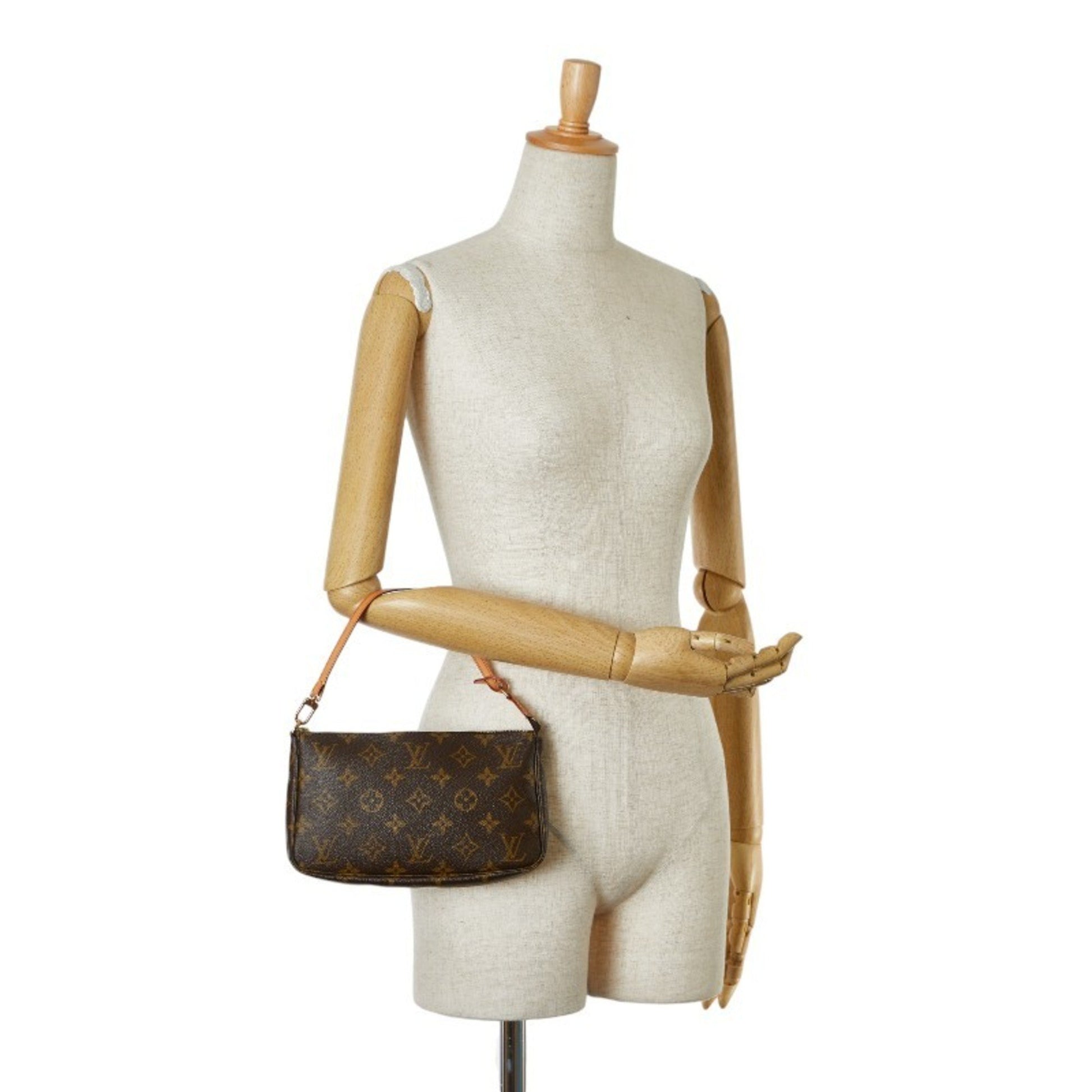 Louis Vuitton Pochette Accessoire, Brown, Canvas, clutch