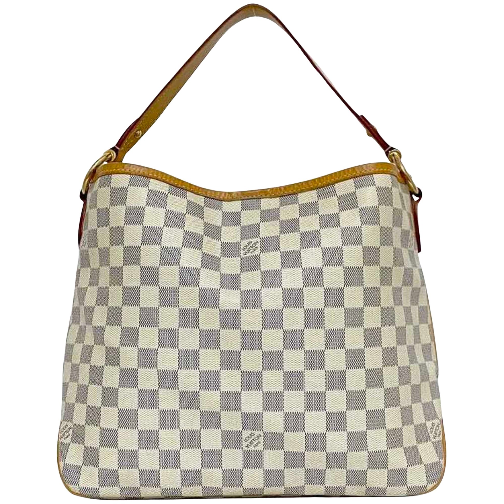 Louis Vuitton Delightfull PM, White, Canvas, shoulder