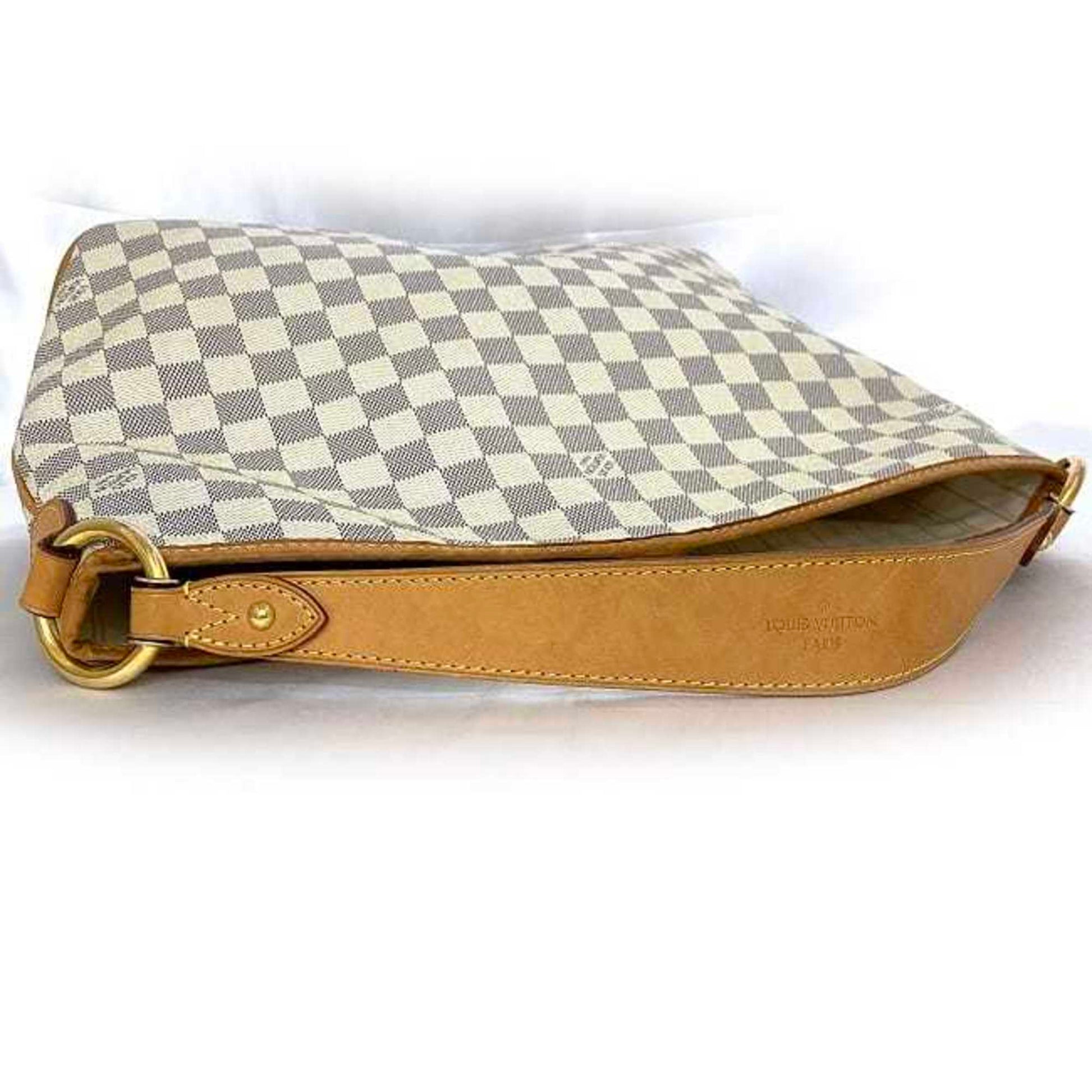 Louis Vuitton Delightfull PM, White, Canvas, shoulder